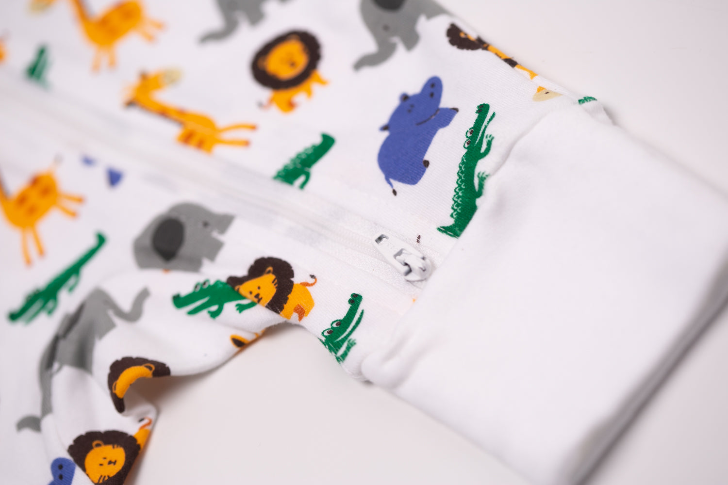 Bright jungle print organic cotton ZippyBoo suit