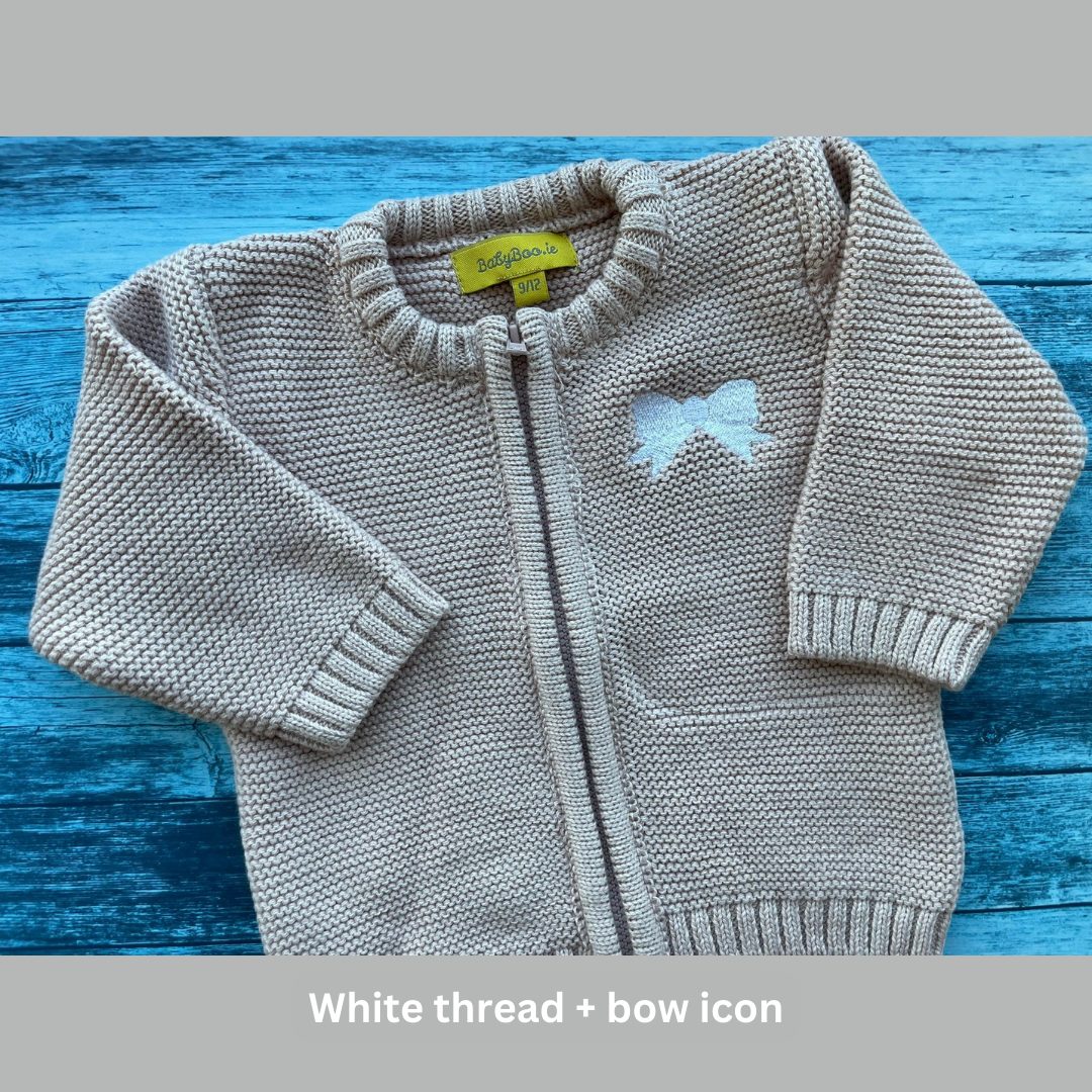 Oatmeal organic cotton zipped cardigan