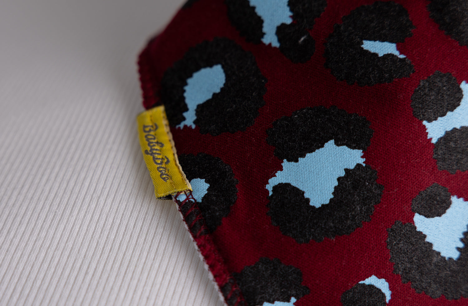 Maroon Leopard Print organic cotton DribbleBoo bandana bib