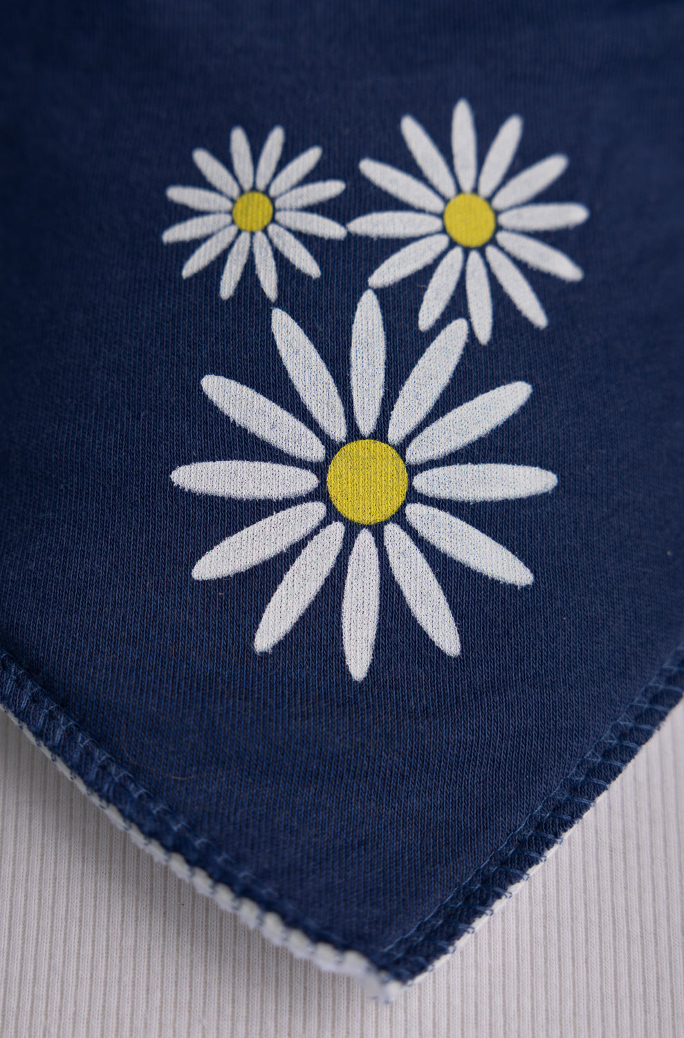 Navy daisy organic cotton DribbleBoo bandana bib