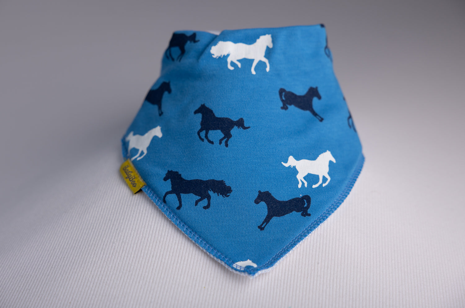 Blue horses organic cotton DribbleBoo bandana bib