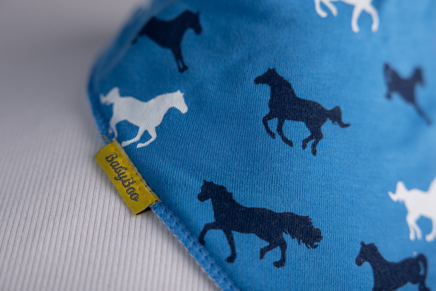 Blue horses organic cotton DribbleBoo bandana bib