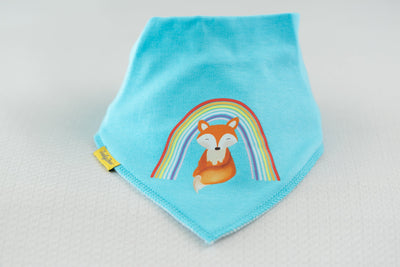 Turquoise Finbarr Fox organic cotton DribbleBoo bandana bib
