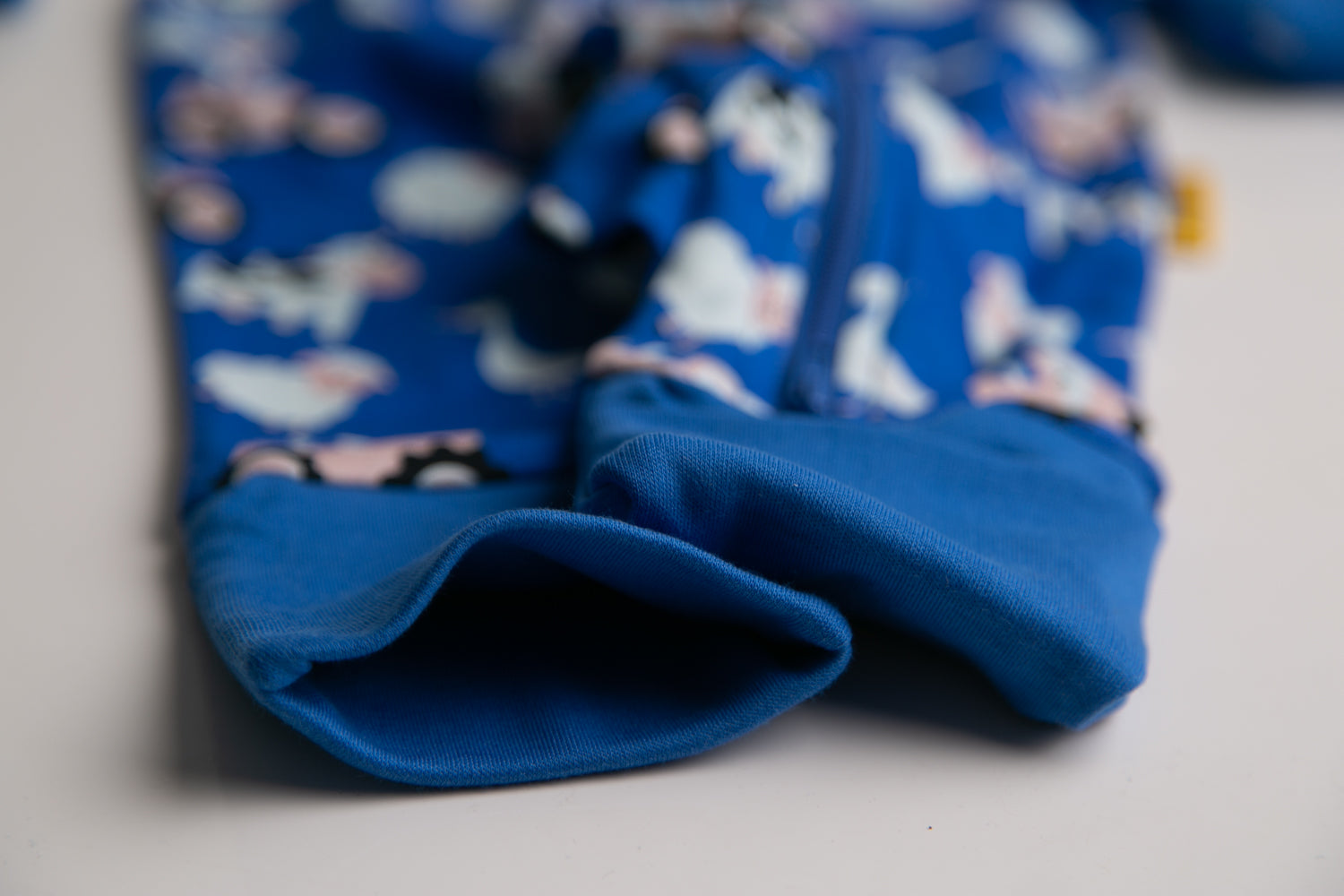 Blue Farmyard organic cotton ZippyBoo suit