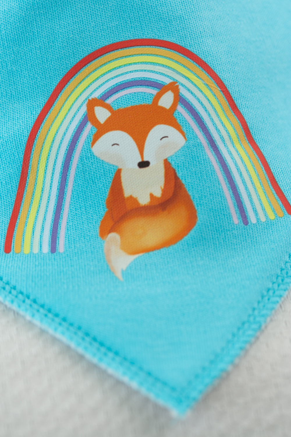 Turquoise Finbarr Fox organic cotton DribbleBoo bandana bib