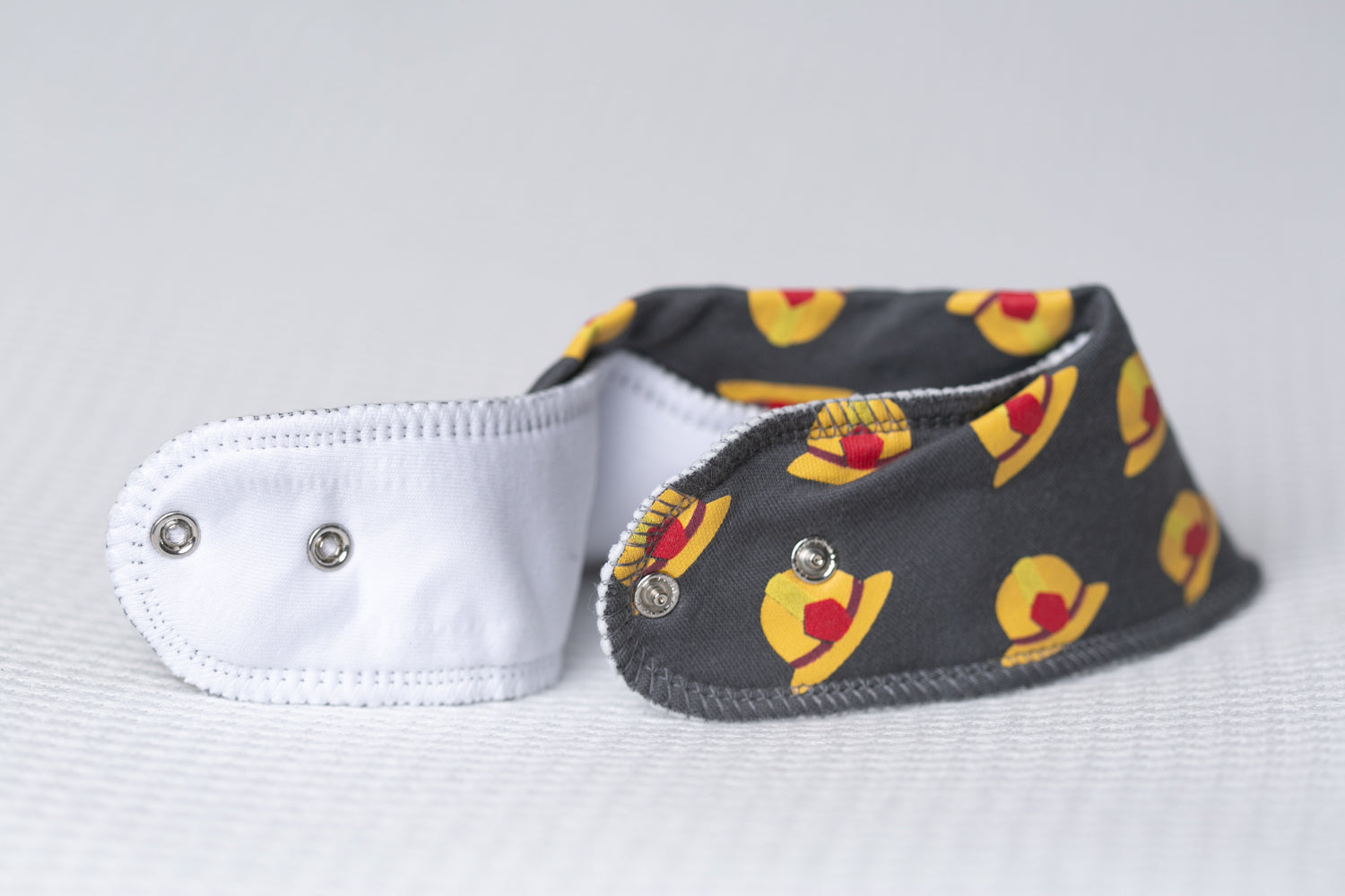 Grey firefighter organic cotton DribbleBoo bandana bib