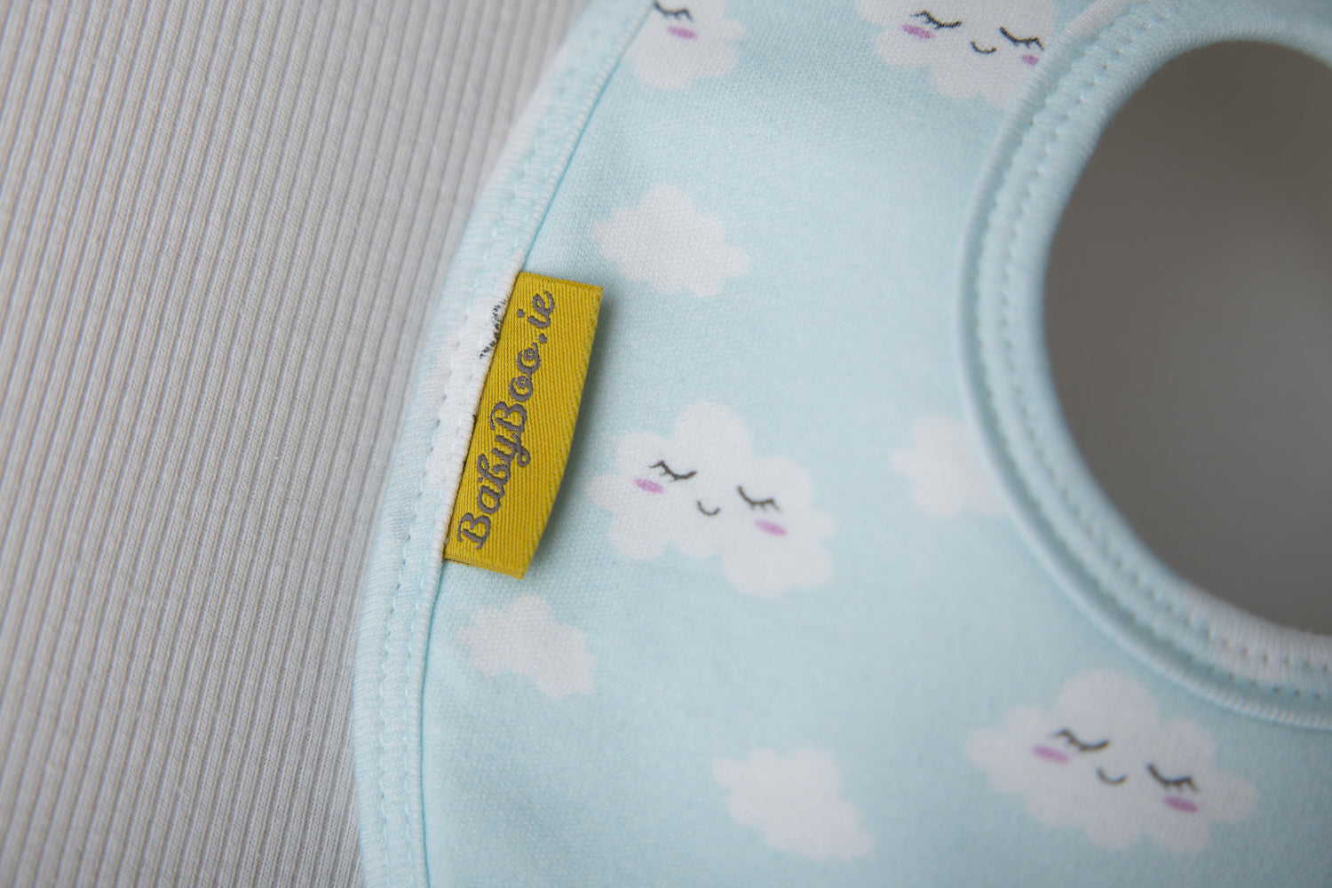 Baby Blue Sleepy Clouds organic cotton LittleBoo baby bib