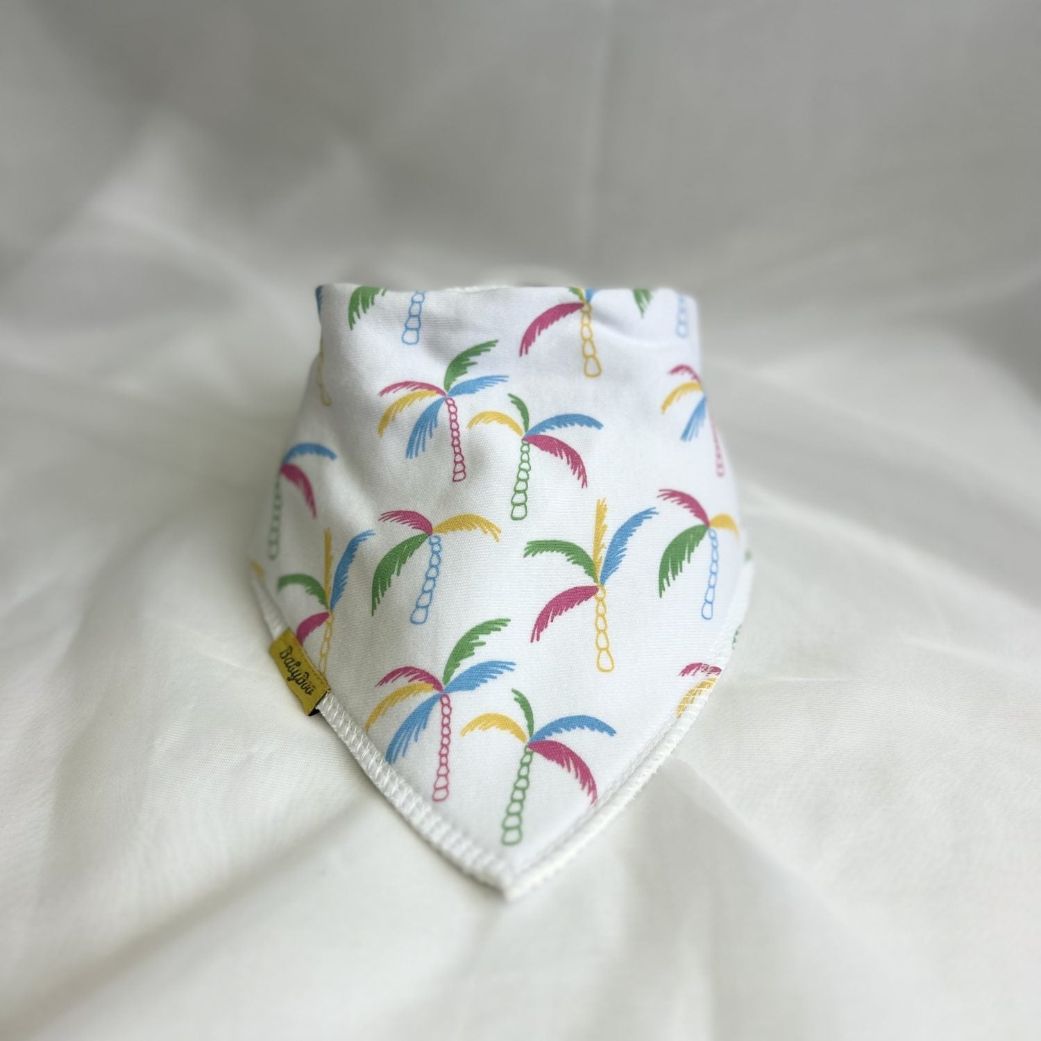 White Palm Trees Organic Cotton DribbleBoo Bandana bib