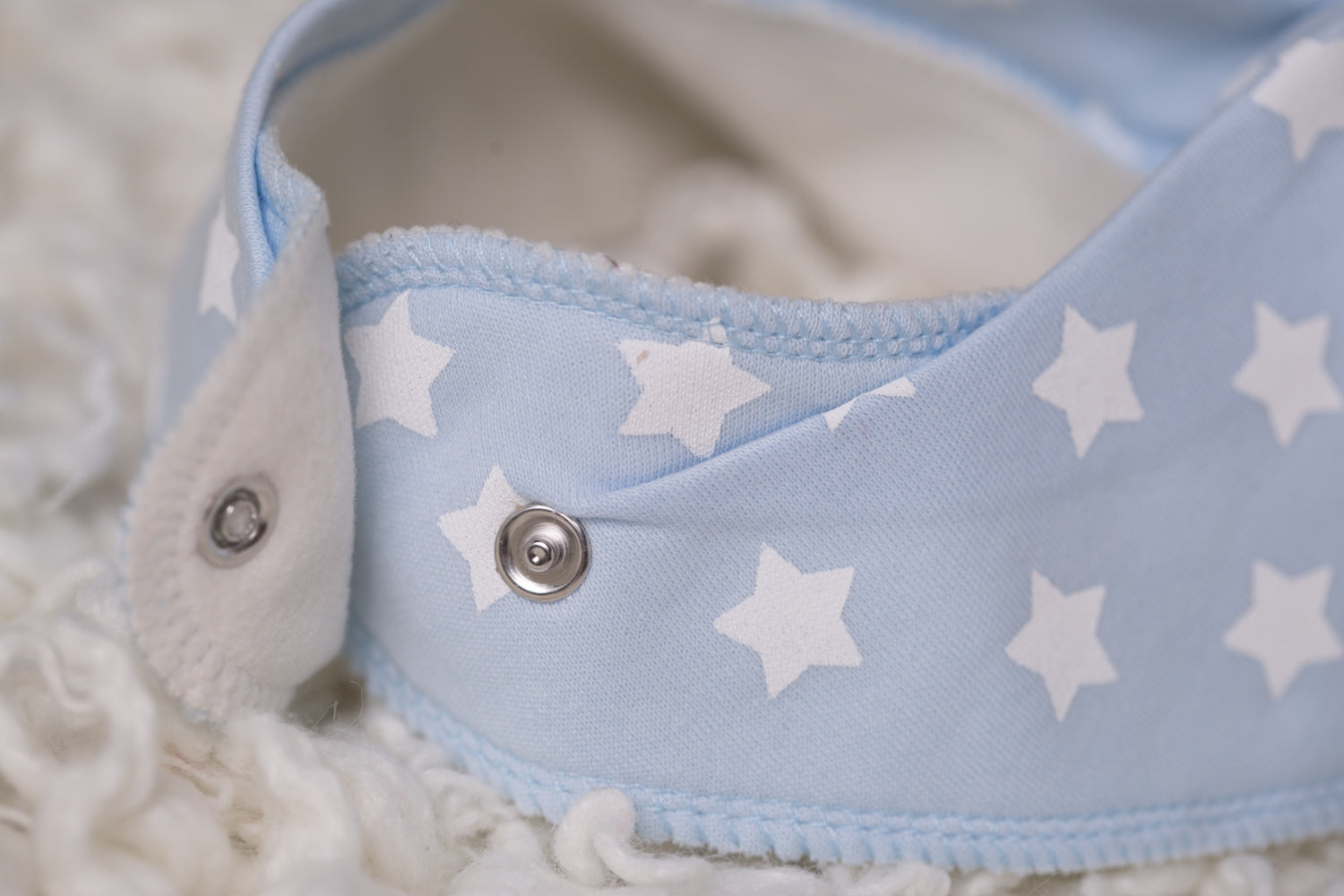 Baby blue with white stars organic cotton LittleBoo baby bib