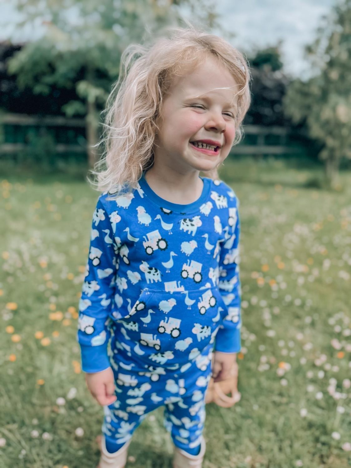 Blue Farmyard organic cotton loungewear set