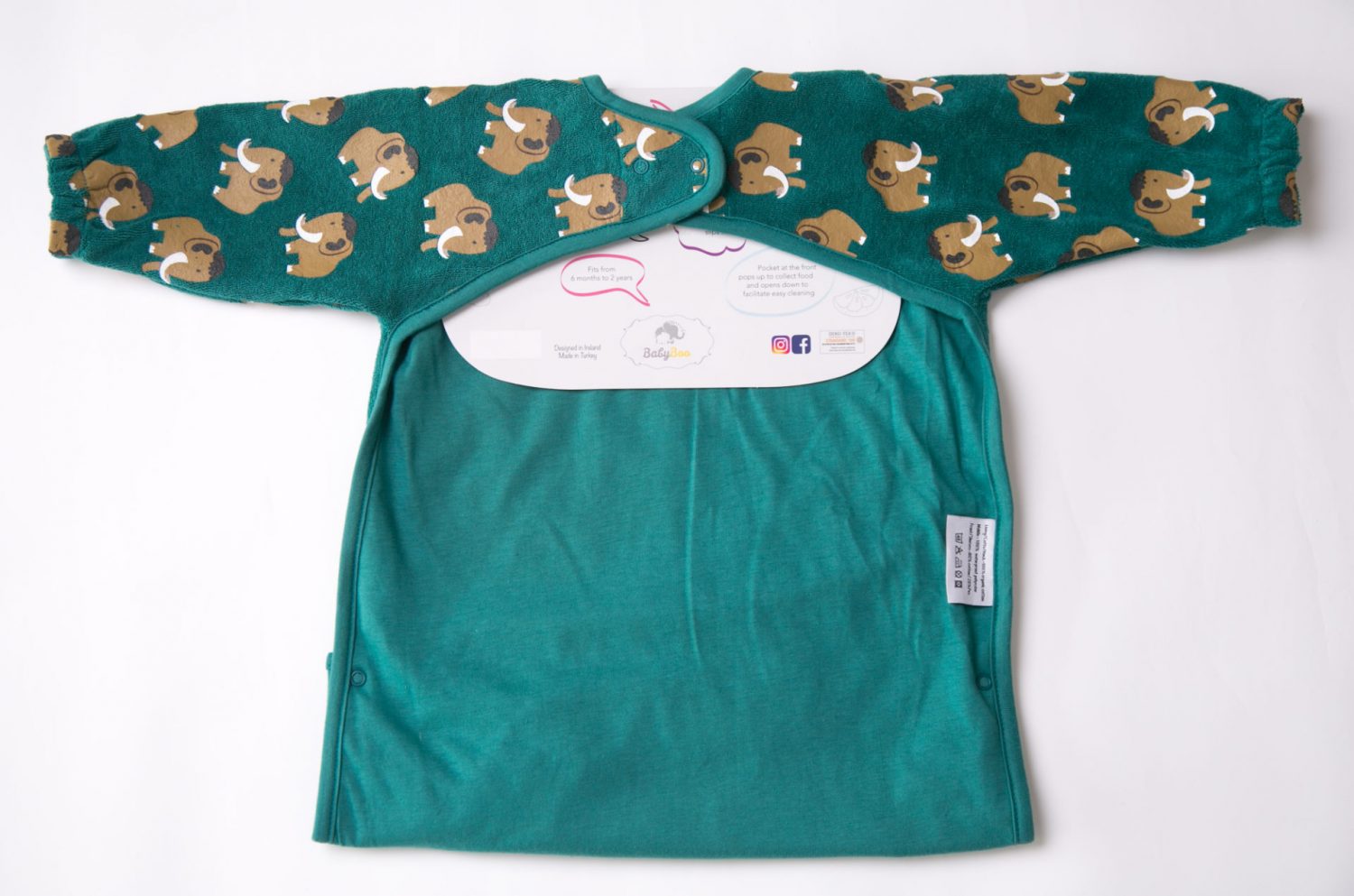 Teal mammoth YummyBoo feeding bib