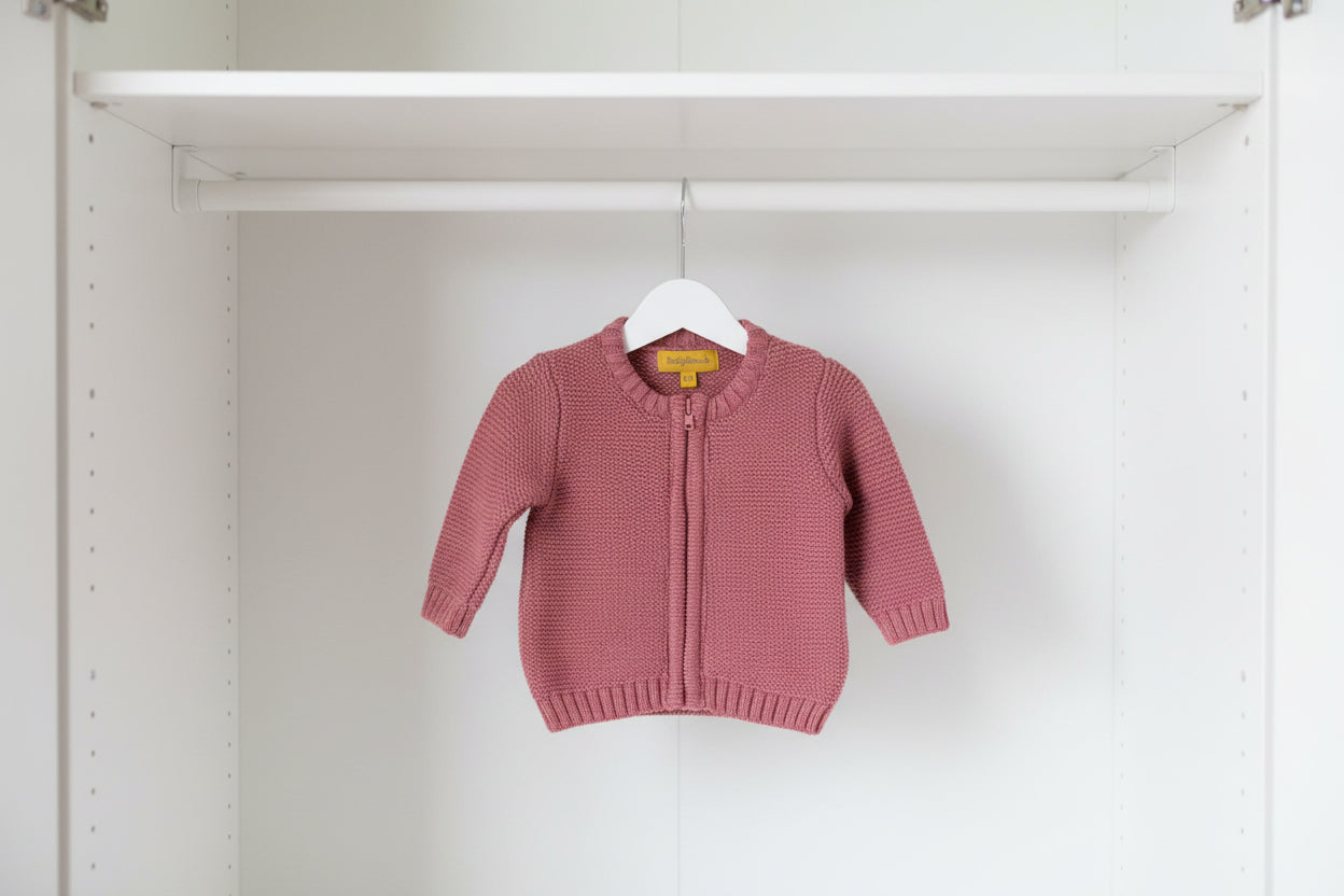 Rose organic cotton zipped cardigan