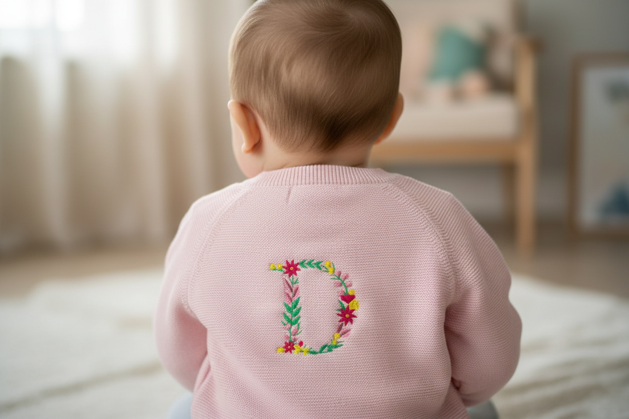 Floral Letter (back) Organic Cotton Kimono Cardigan