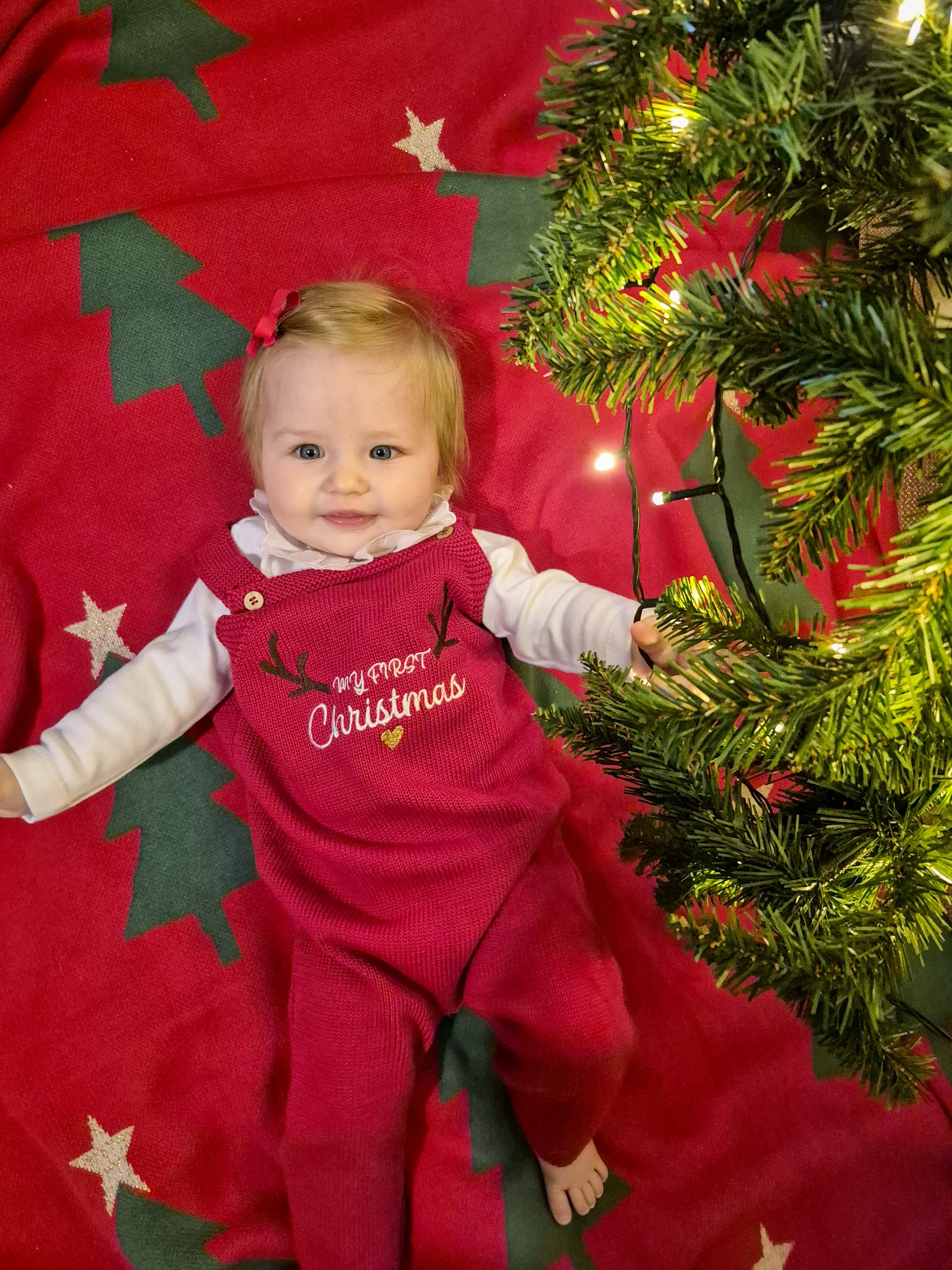 My First Christmas Knitted Dungarees