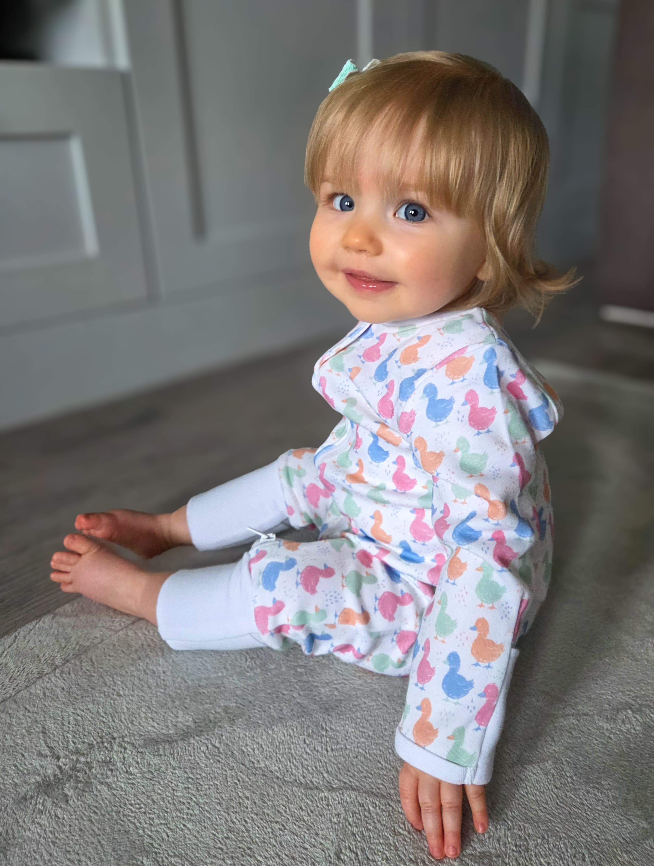 Pastel Ducks organic cotton ZippyBoo suit