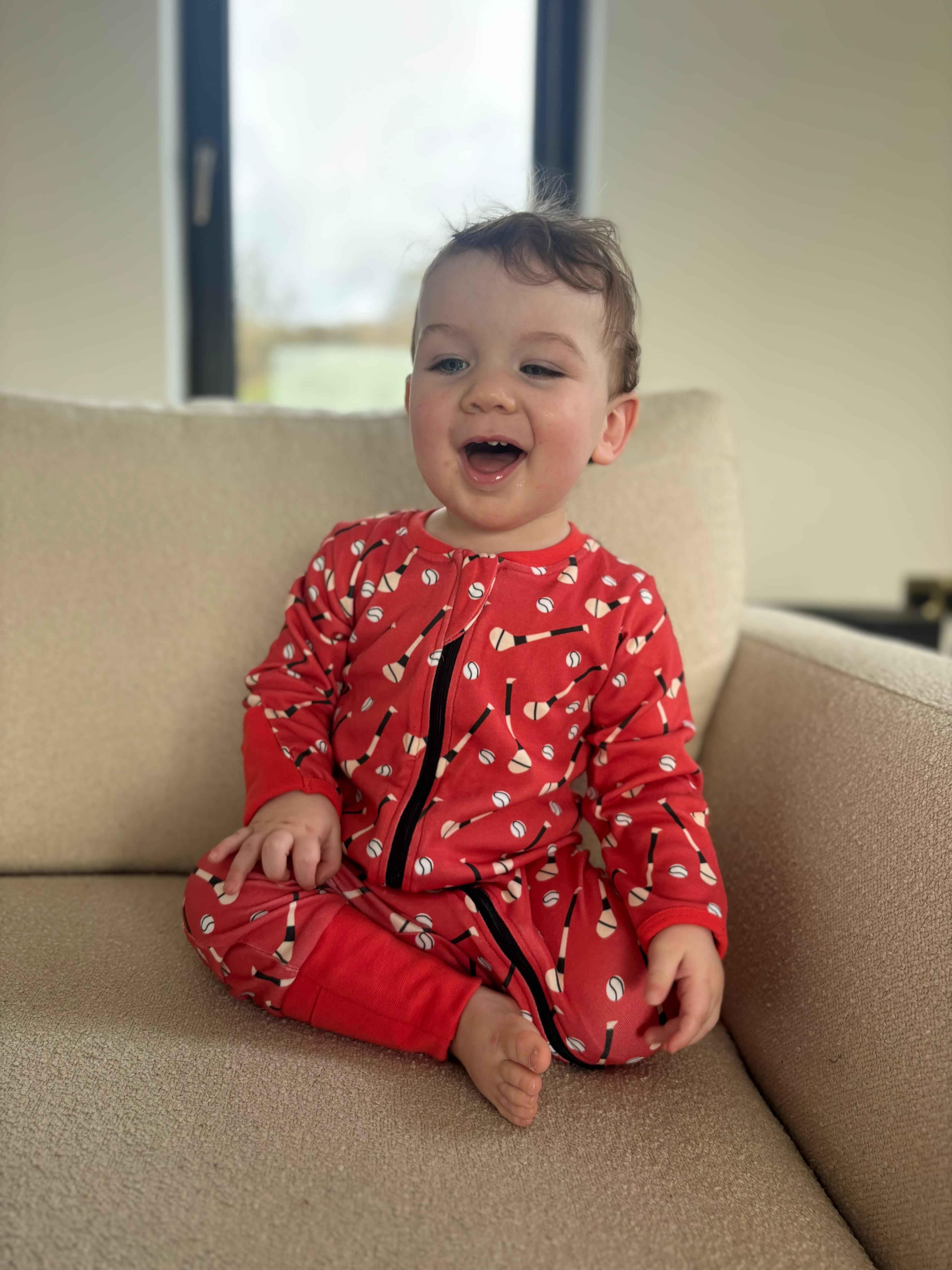 Red GAA organic cotton ZippyBoo suit