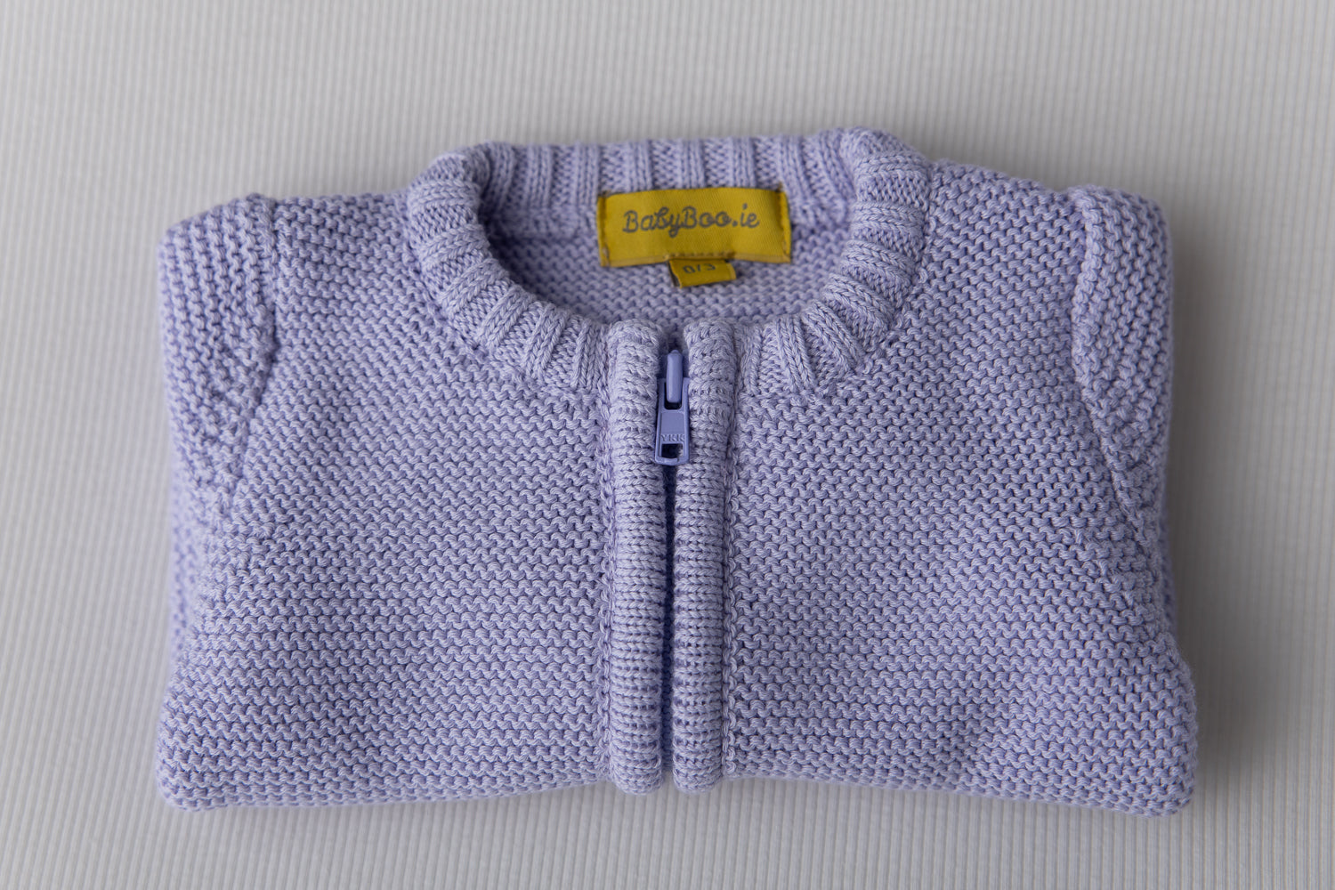 Lilac organic cotton zipped cardigan