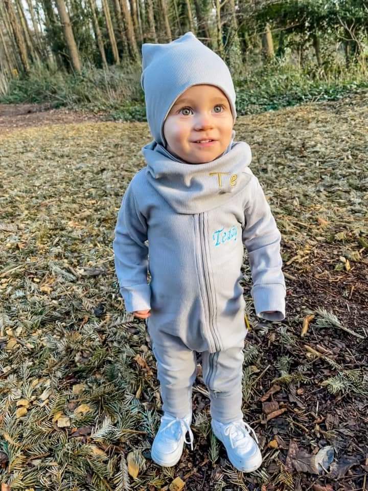 Just grey ribbed organic cotton BooBeanie hat