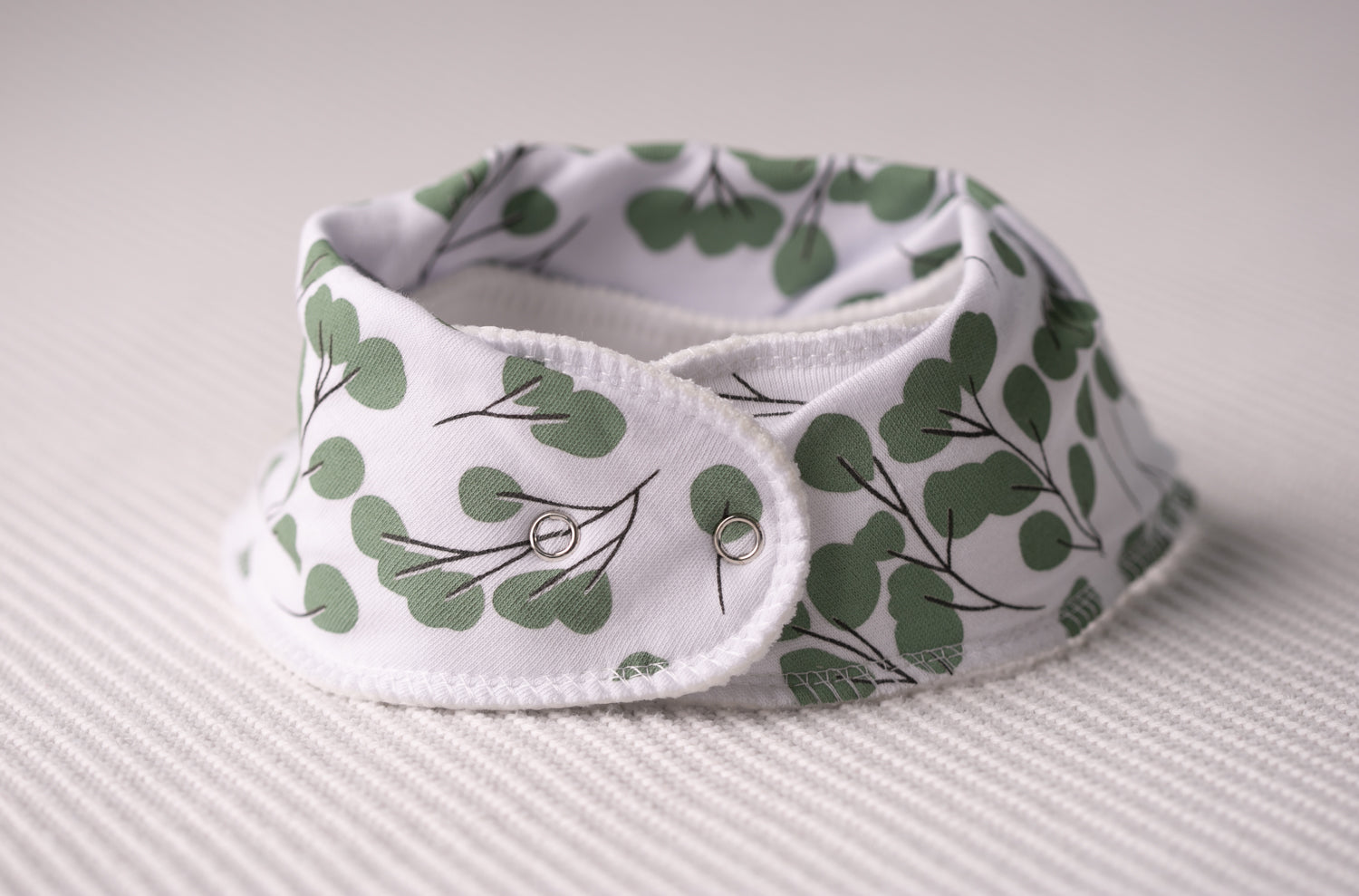 White Eucalyptus organic cotton DribbleBoo bandana bib
