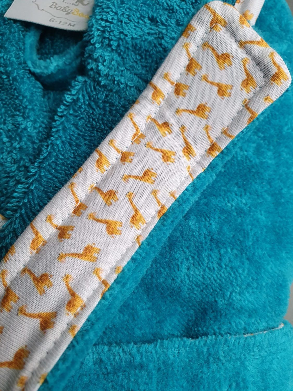 Teal giraffes organic cotton CozyBoo robe