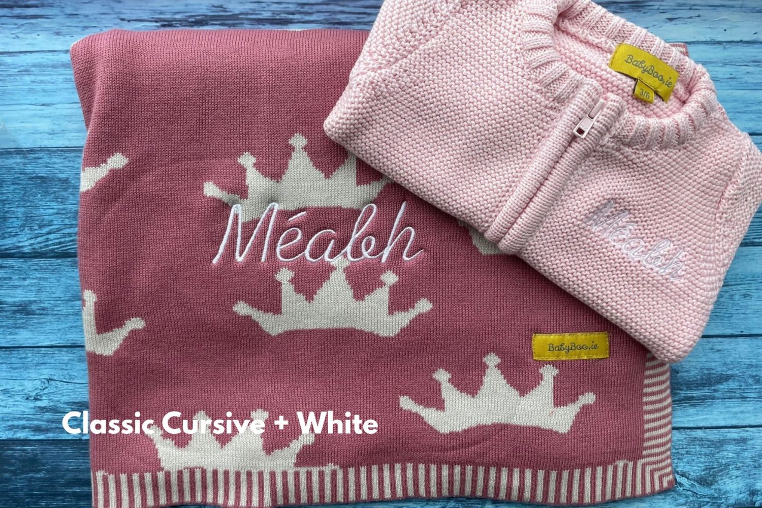 Organic cotton Pink Crowns BlankieBoo