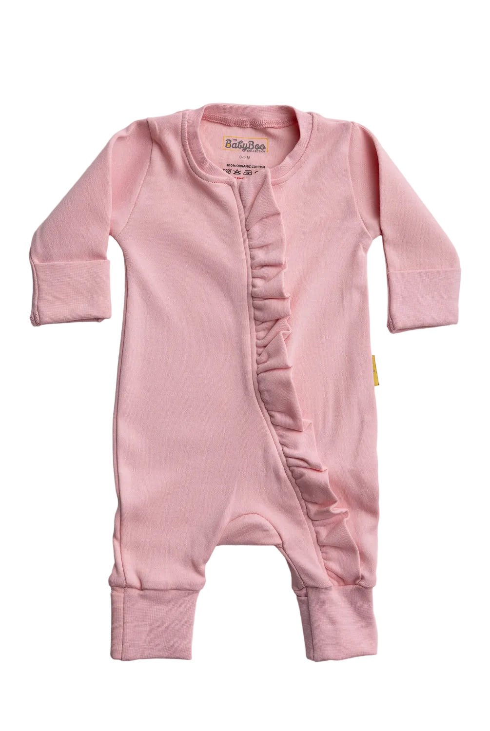 Pink ruffle organic cotton ZippyBoo suit