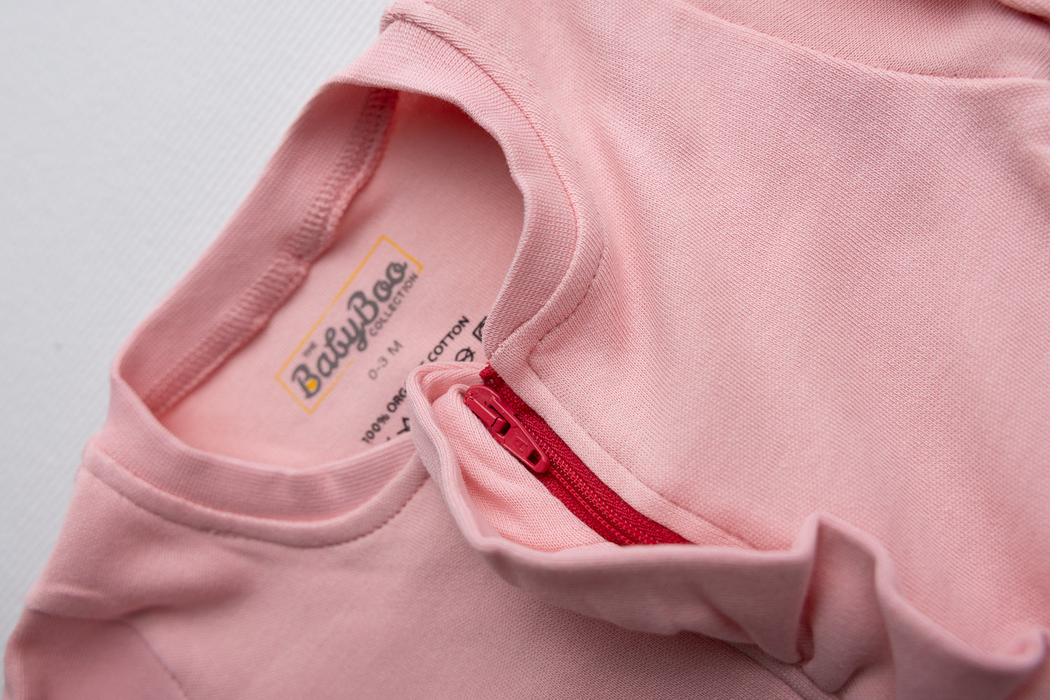 Pink ruffle organic cotton ZippyBoo suit