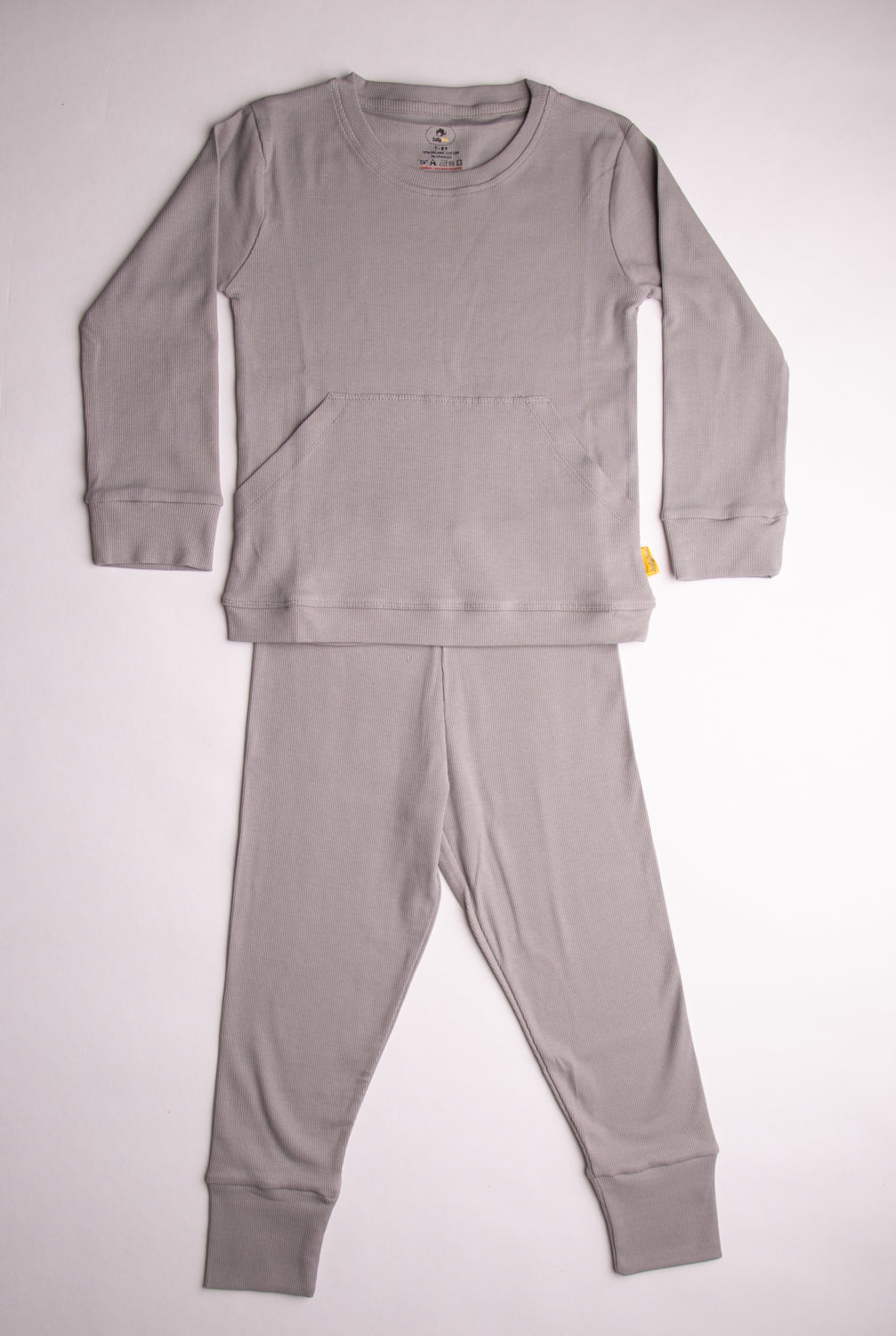 Grey ribbed organic cotton loungewear set