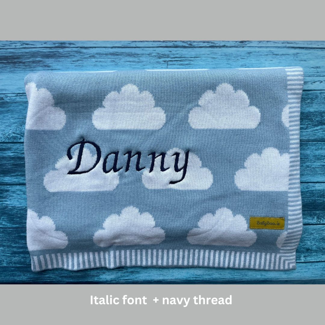 Organic cotton blue clouds BlankieBoo