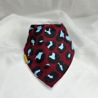 Maroon Leopard Print organic cotton DribbleBoo bandana bib