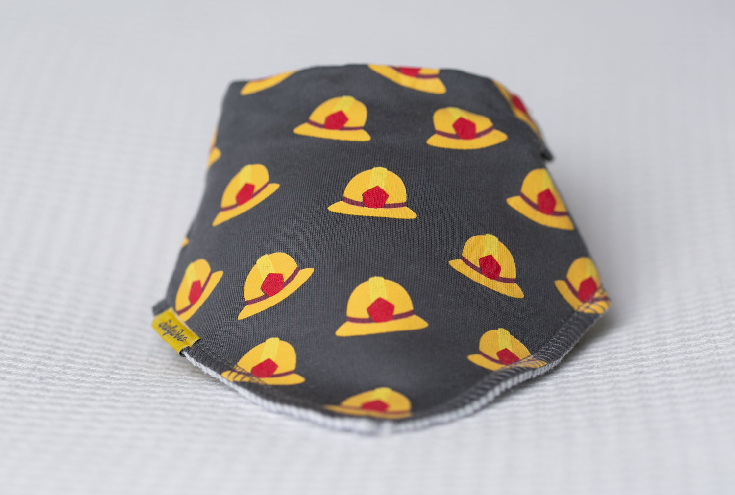 Grey firefighter organic cotton DribbleBoo bandana bib