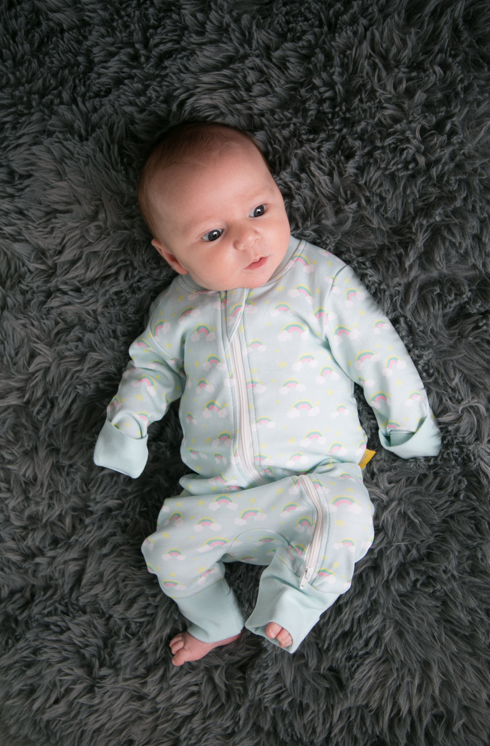 Painted rainbows organic cotton ZippyBoo suit