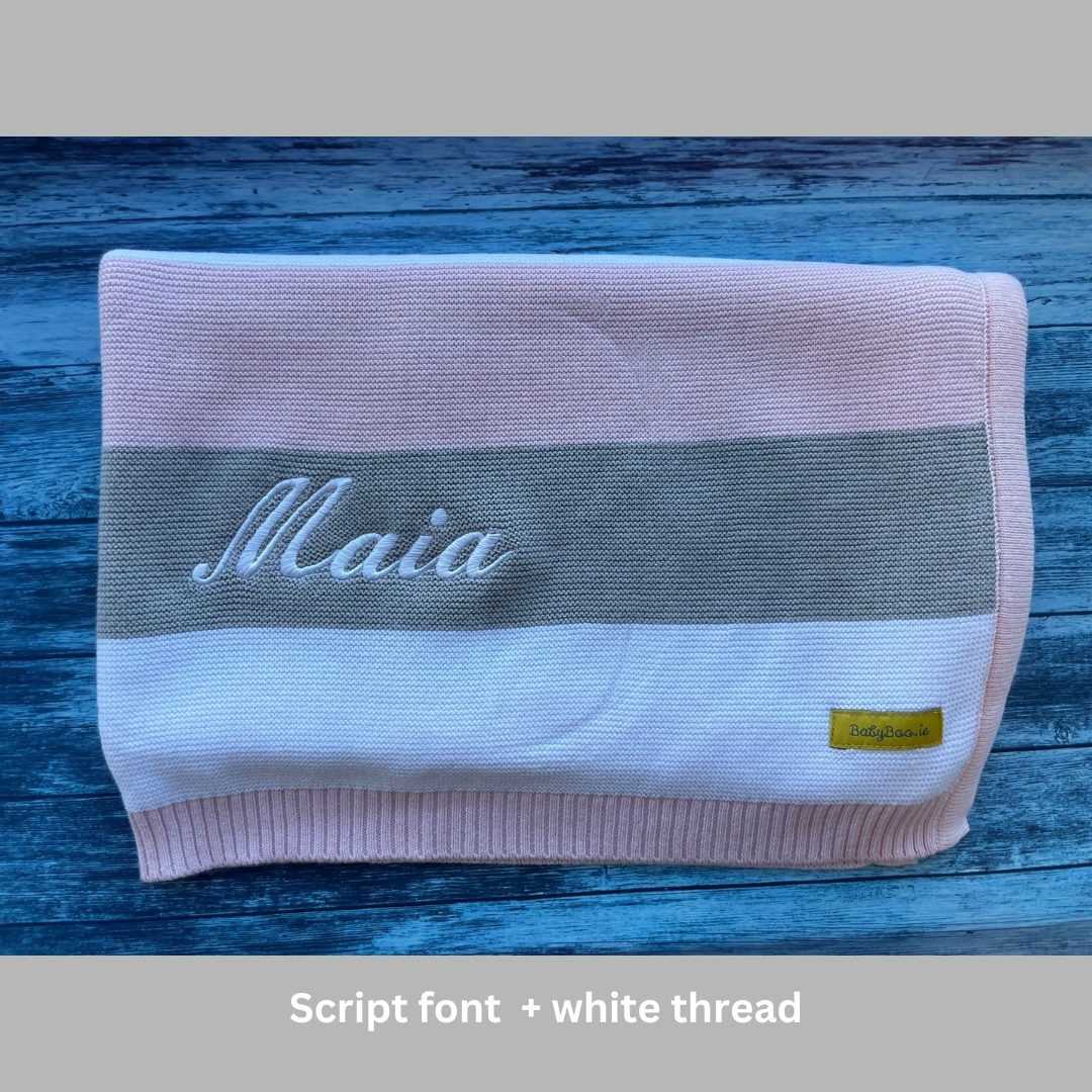 Organic cotton pink/grey stripes BlankieBoo