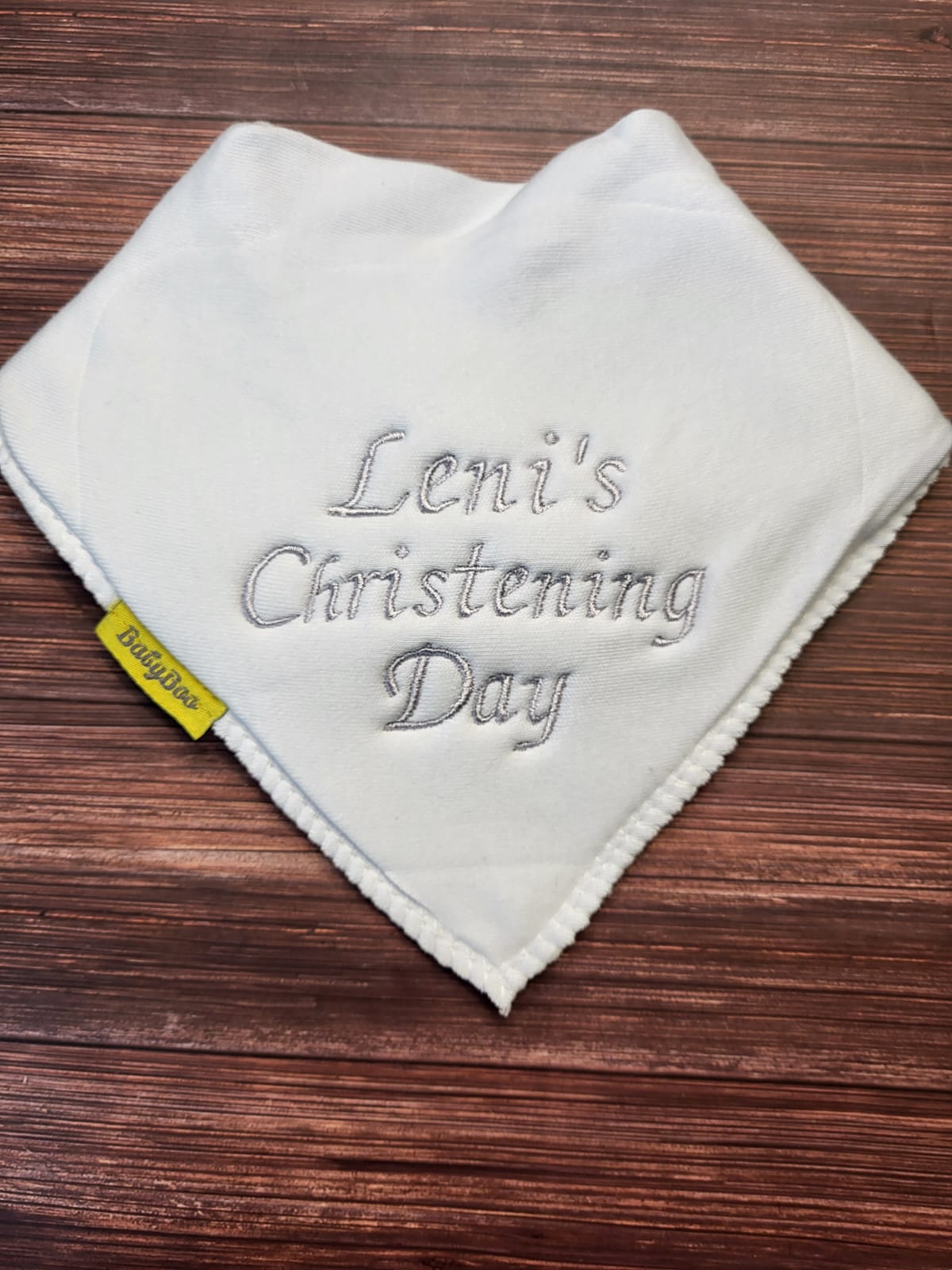 Name Christening Day organic cotton Christening bib