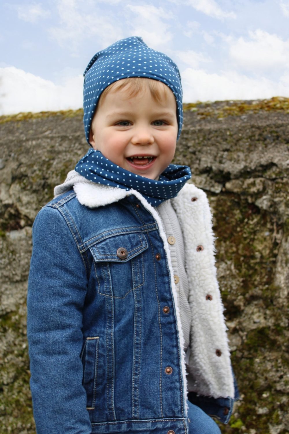 Tiny navy stars organic cotton BooBeanie hat