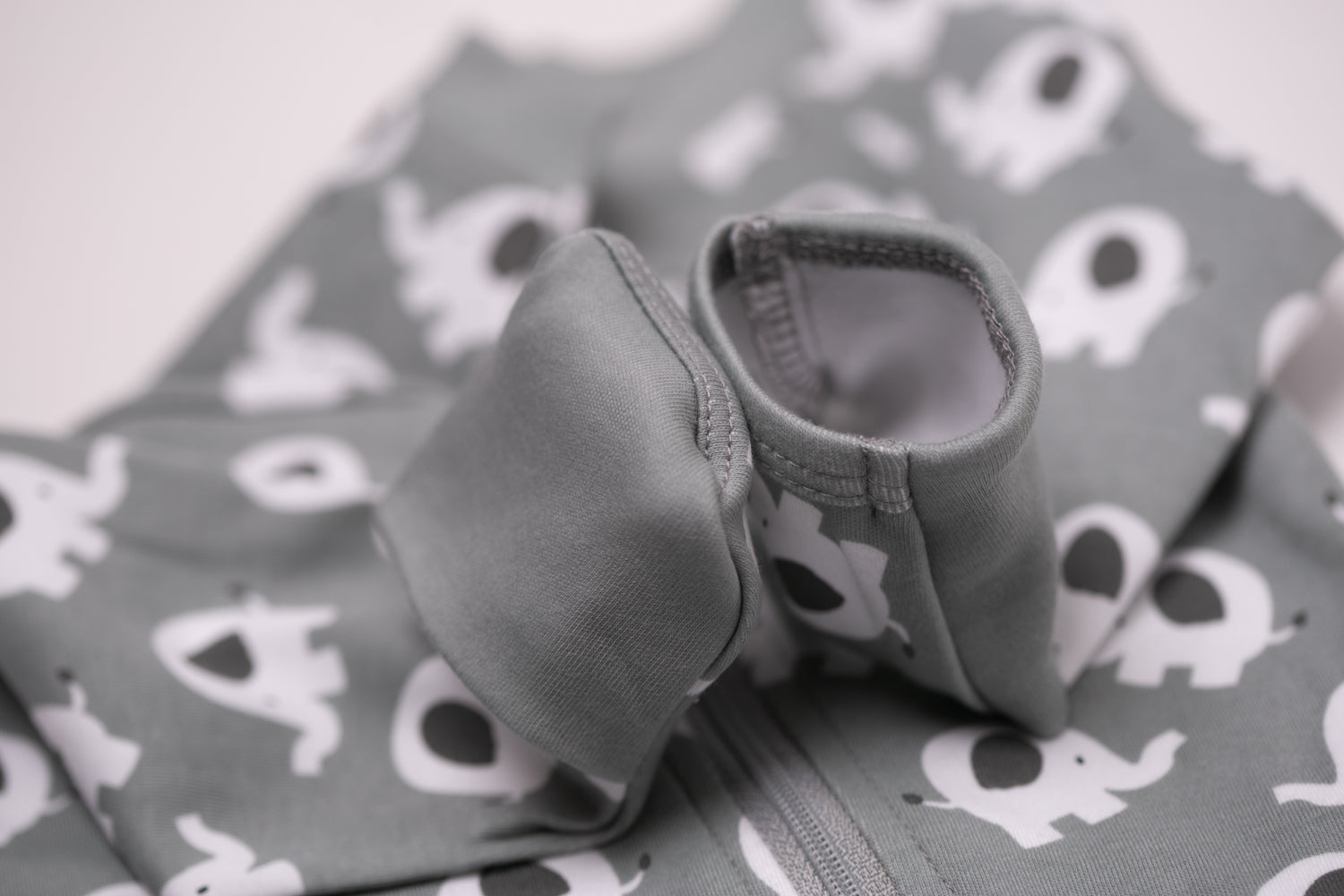 Dark grey Ellie elephant organic cotton ZippyBoo suit