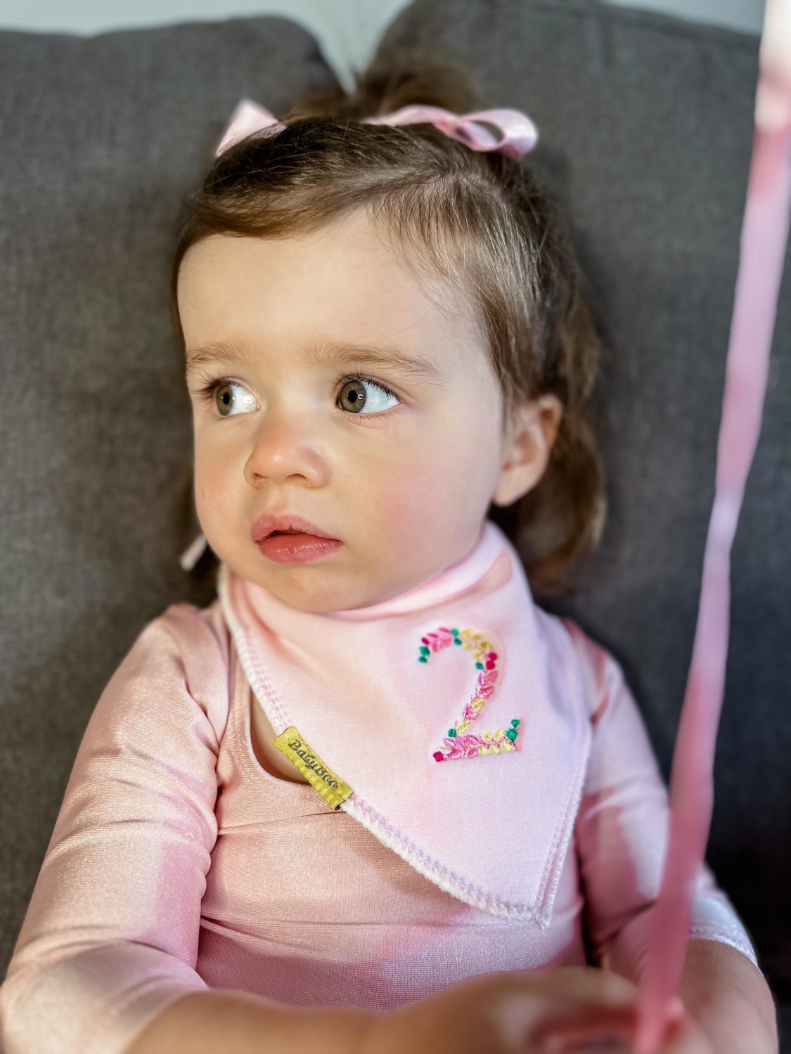 Second birthday floral organic cotton Dribbleboo bandana bib