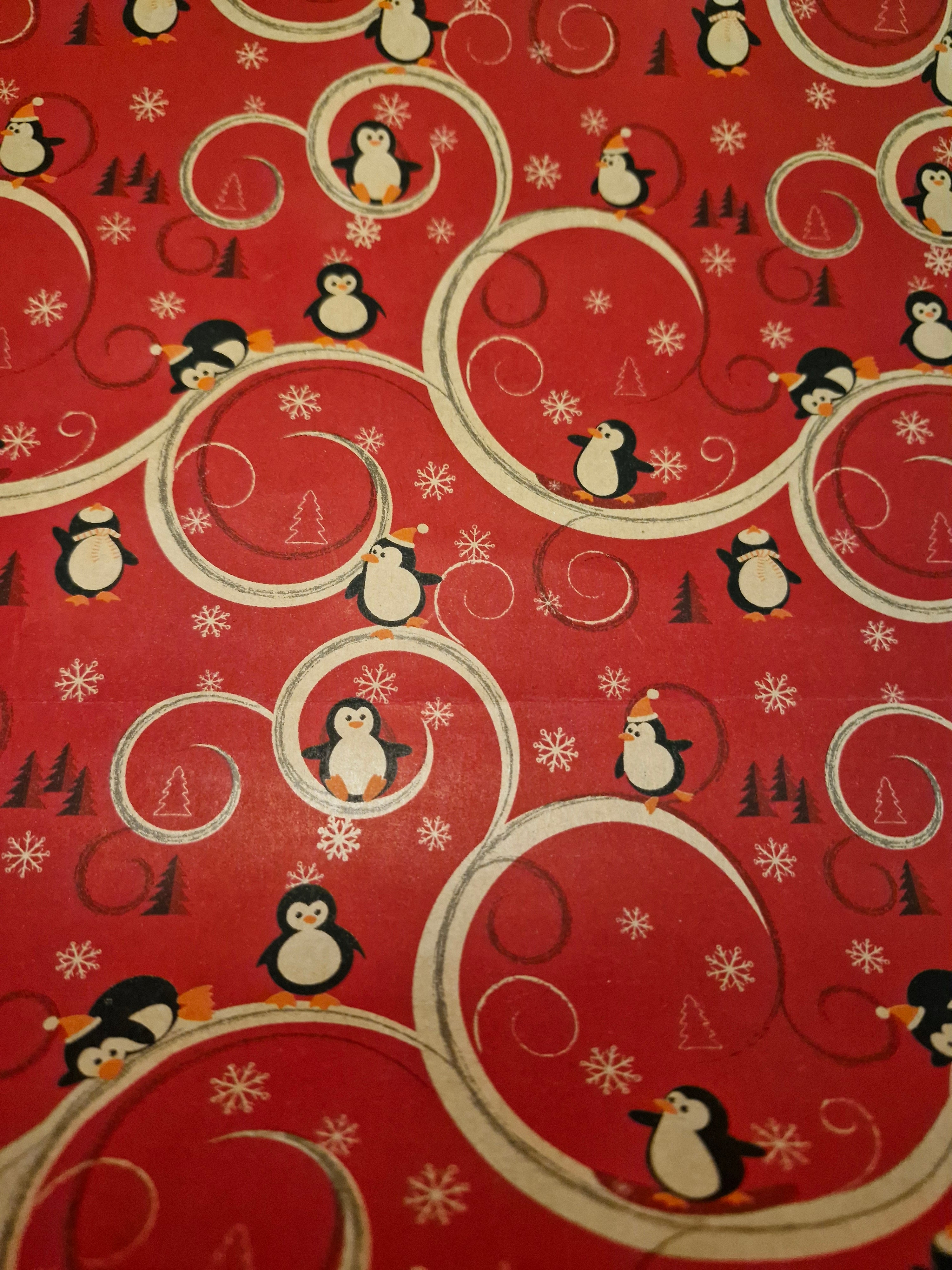 Kraft penguins Christmas Gift Wrap