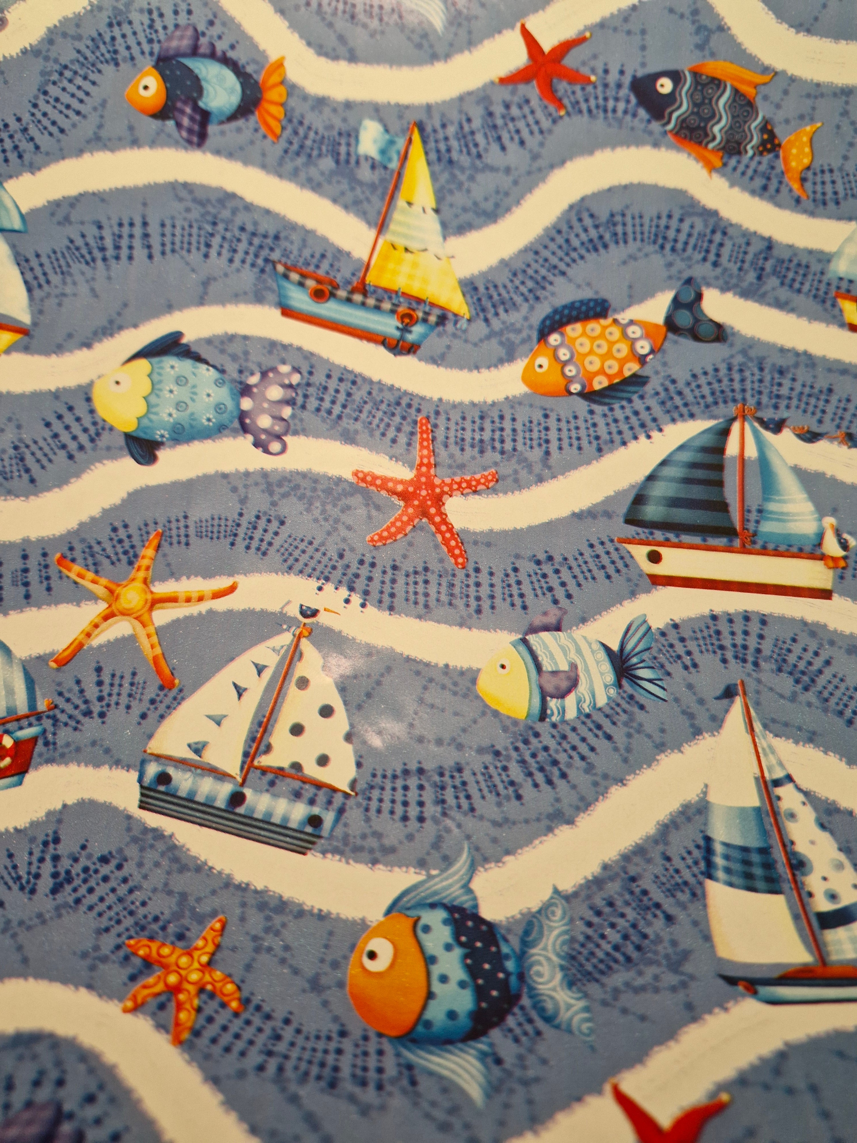 Blue boats gift wrap