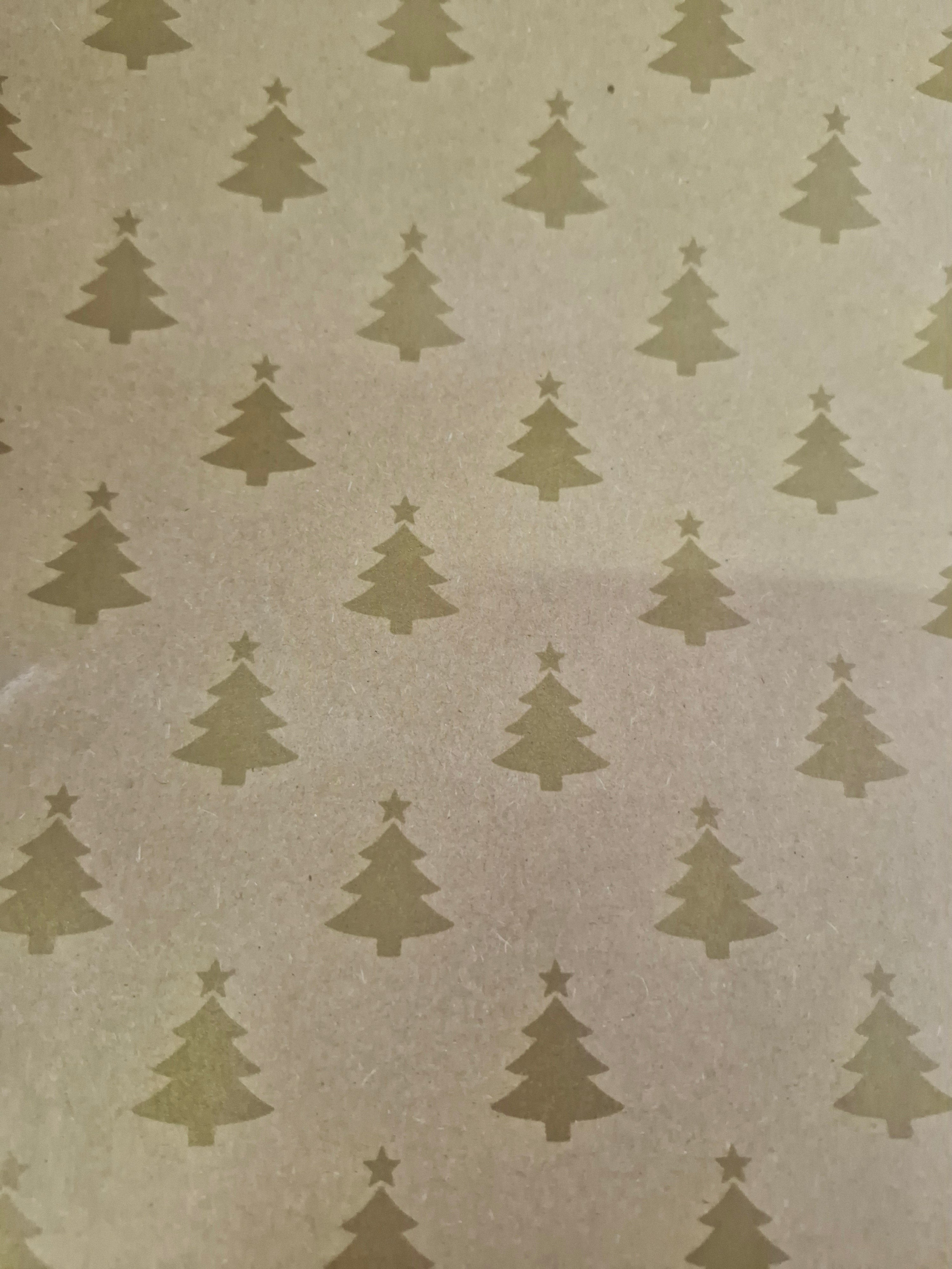 Kraft and gold trees Gift Wrap