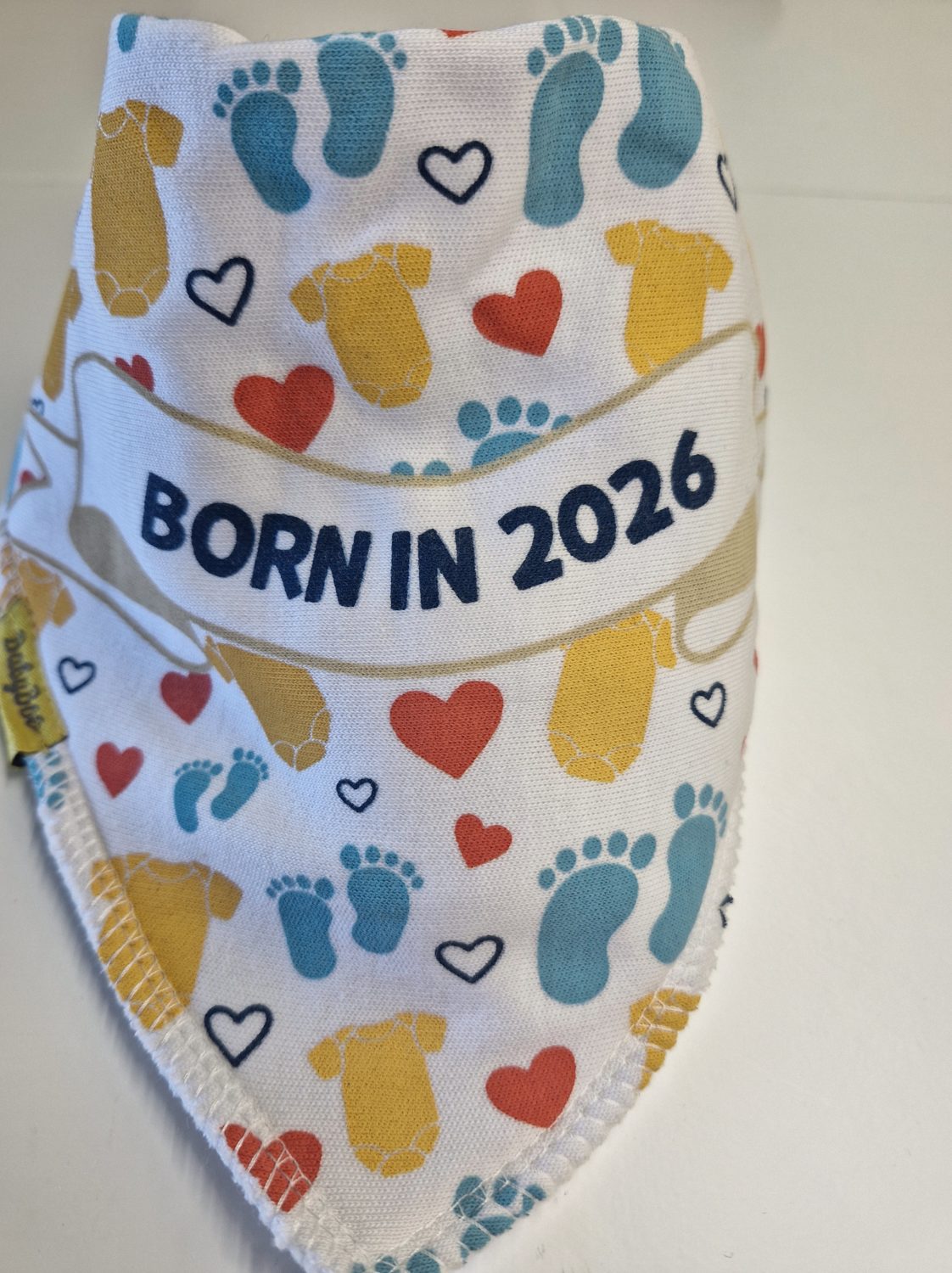 Born in 2026 organic cotton DribbleBoo bandana bib