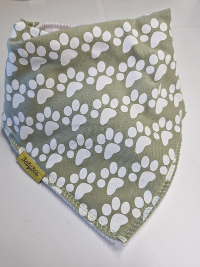 Sage puppy paws organic cotton DribbleBoo bandana bib