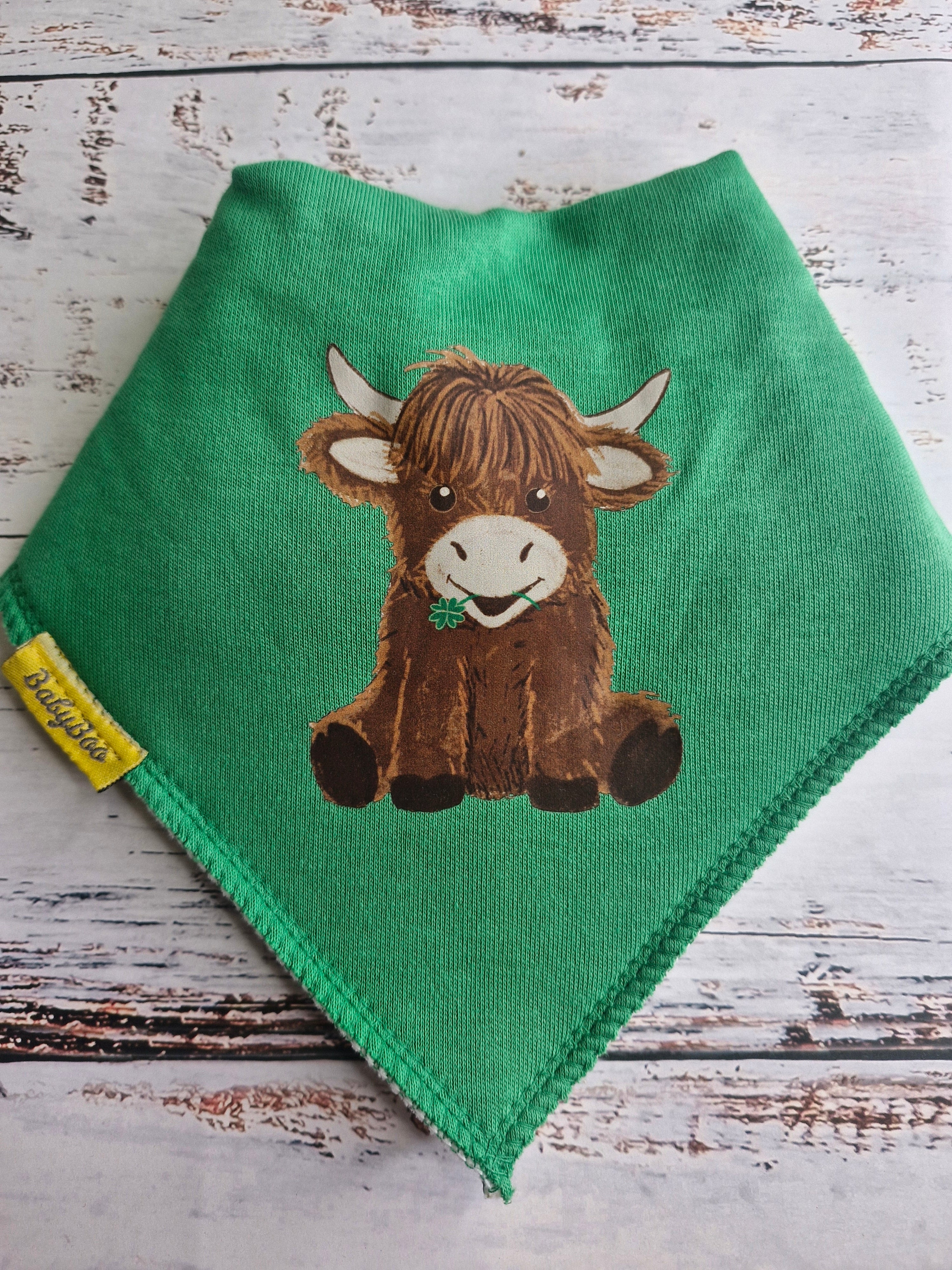Highland Cow organic cotton DribbleBoo bandana bib