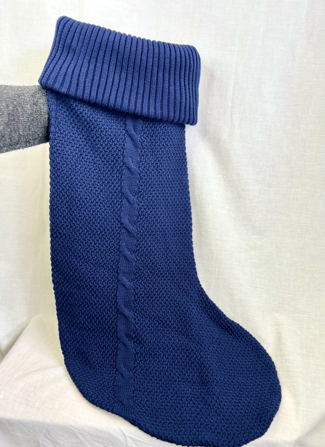 Limited Edition Cableknit Navy Christmas Stocking