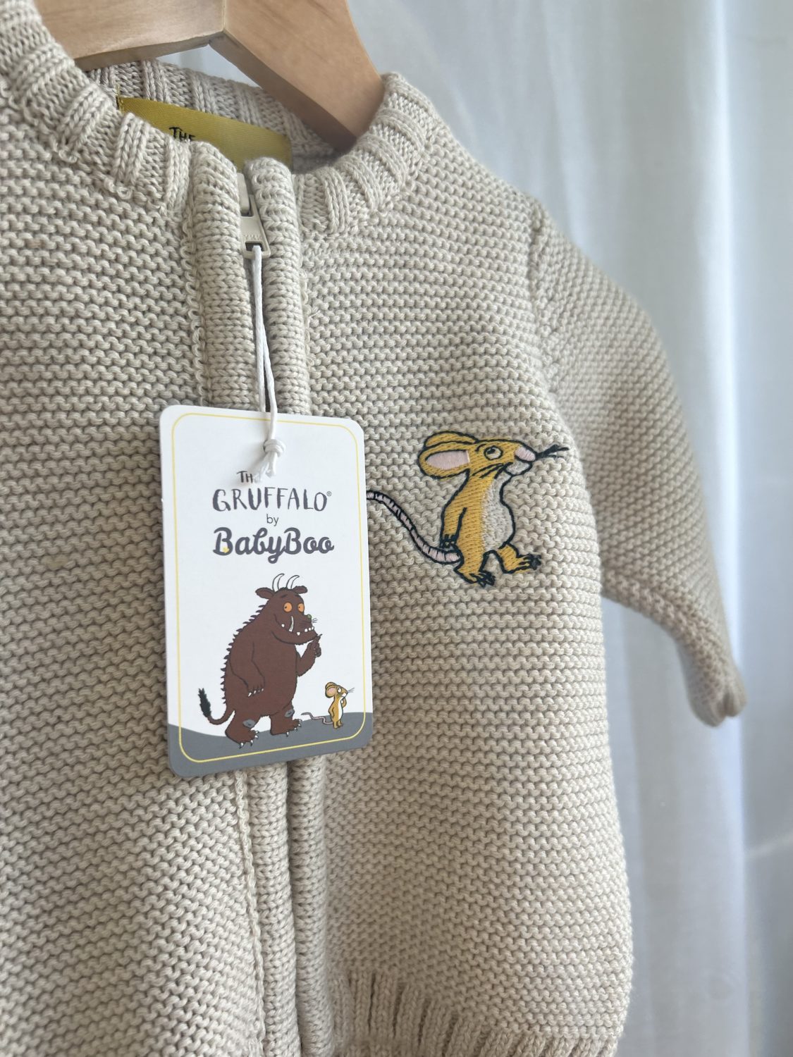 Ecru Mouse Gruffalo Organic Cotton Zipped Cardigan