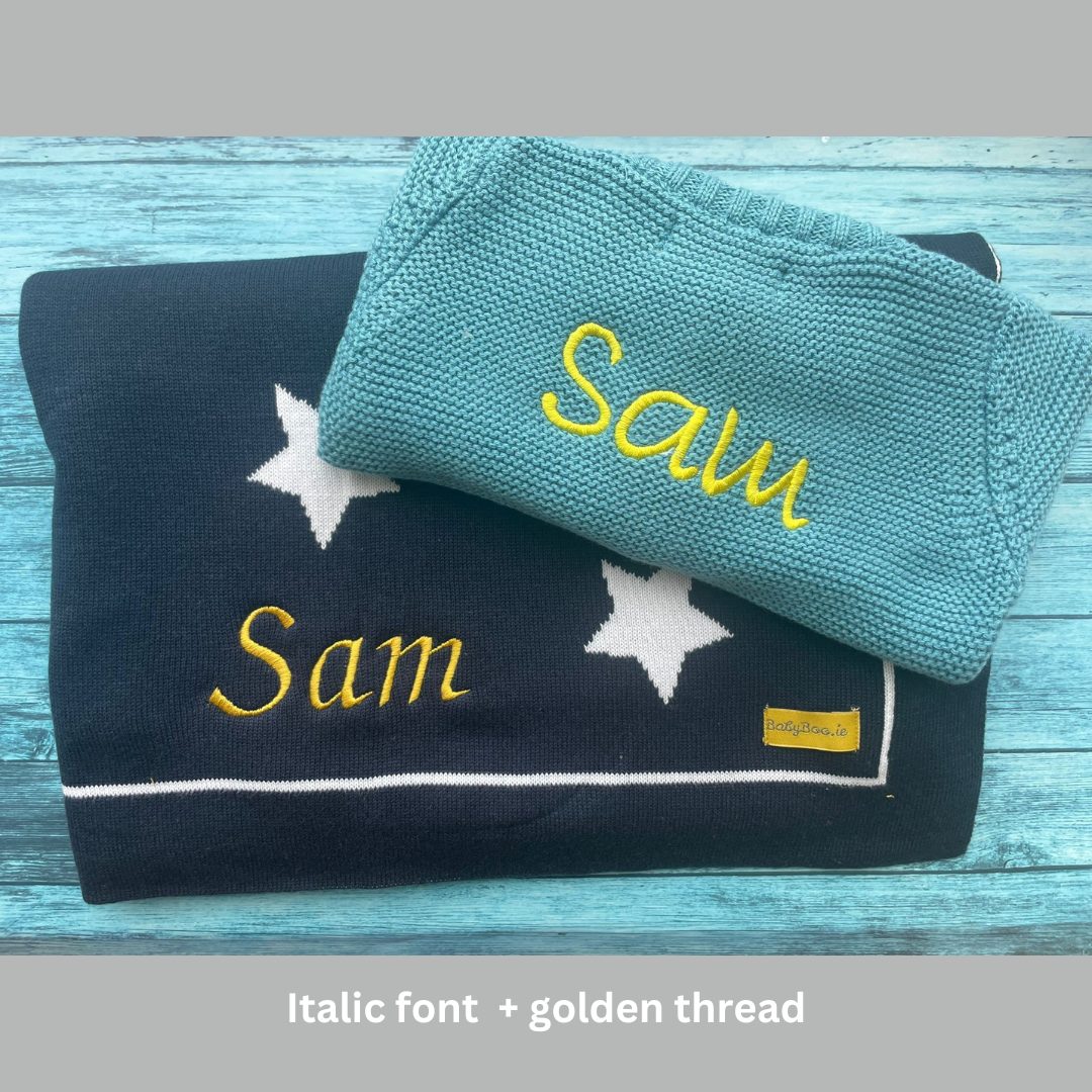 Organic cotton navy stars BlankieBoo