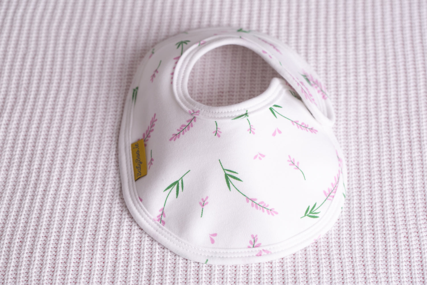 Lavender organic cotton LittleBoo baby bib