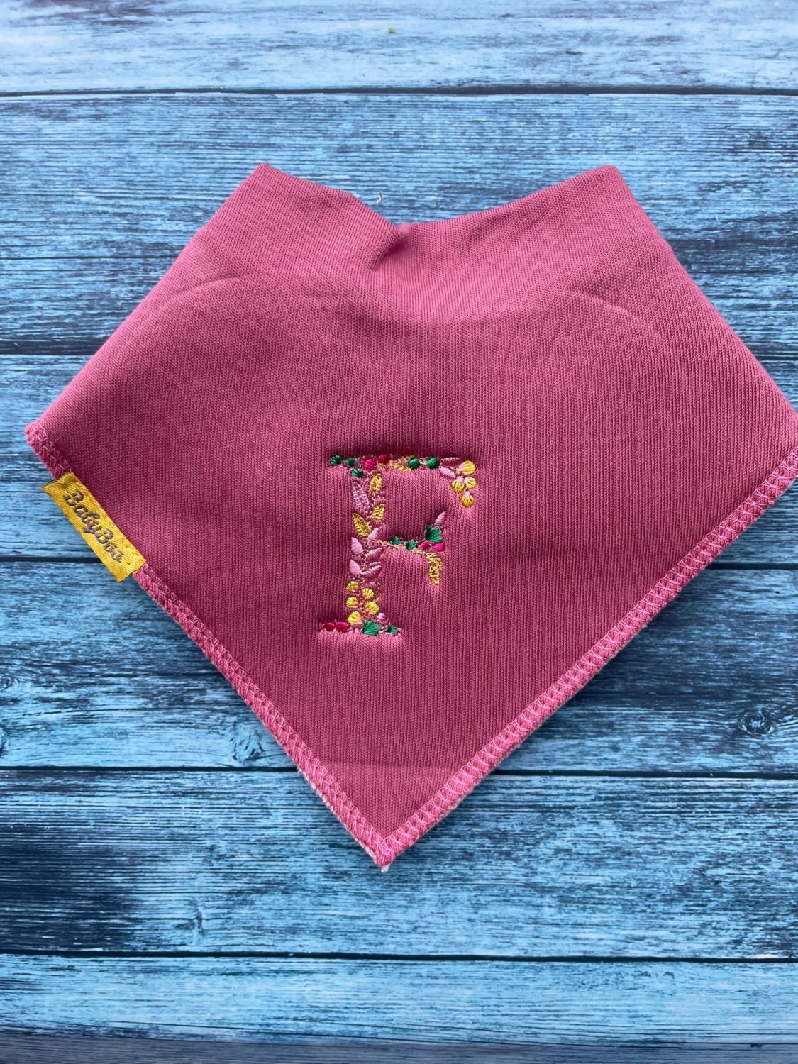 Floral Letter Organic Cotton DribbleBoo bandana bib