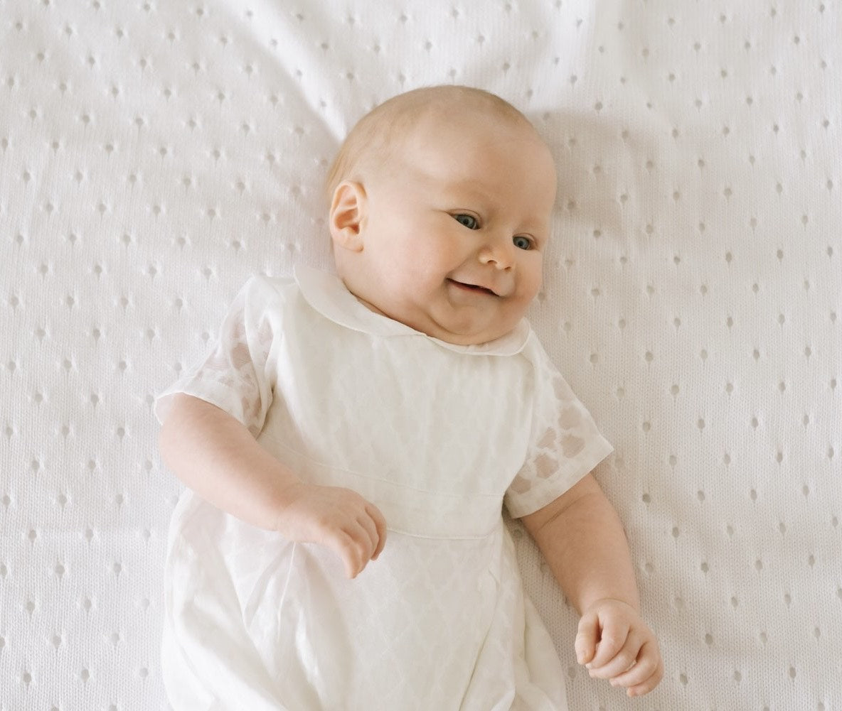 Lattice style organic cotton romper (Oisín)