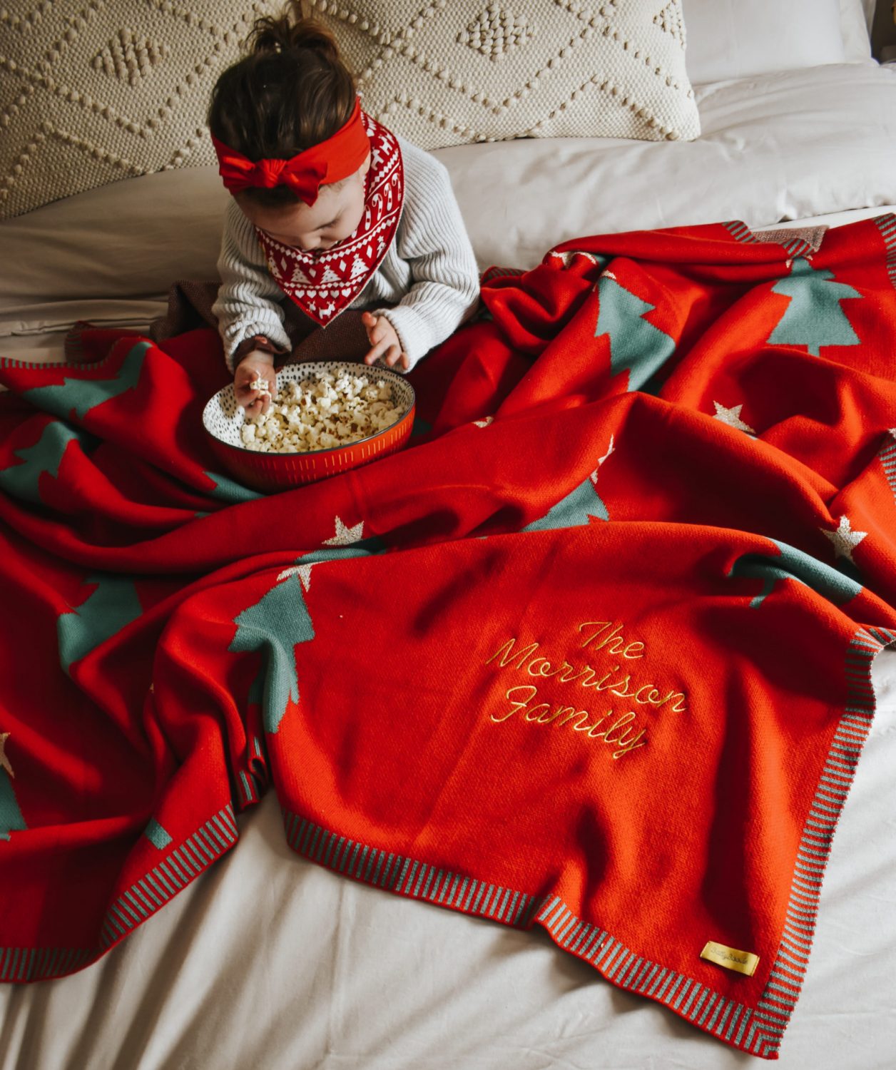 Christmas Trees Family Cuddle organic cotton blanket
